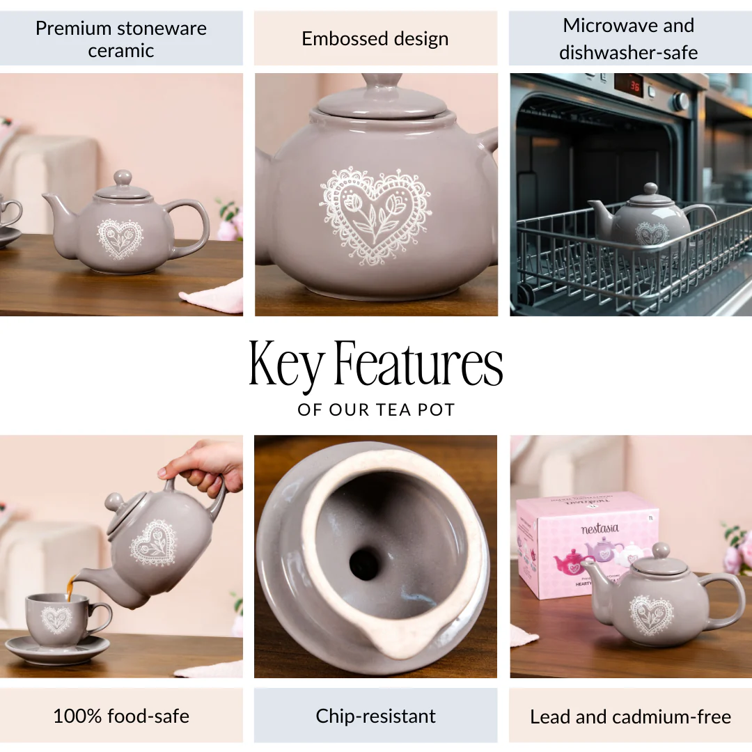 Hearty Ceramic Tea Pot Grey 1000ml - Image 4