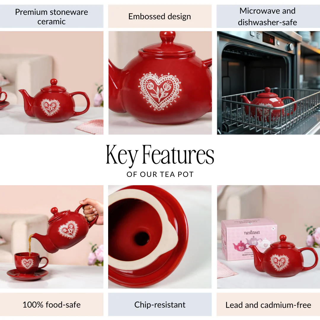 Hearty Ceramic Tea Pot Red 1000ml - Image 5