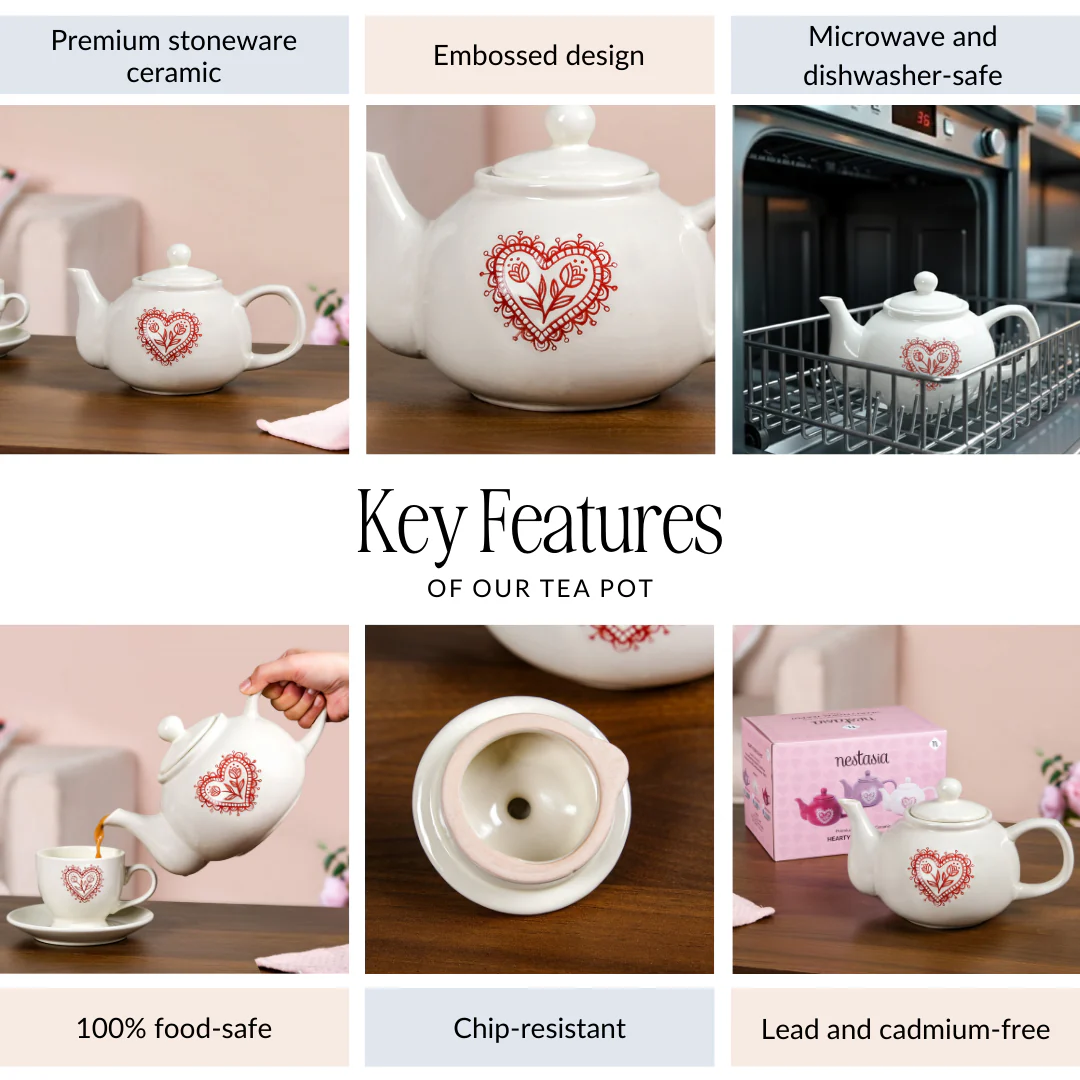 Hearty Ceramic Tea Pot White 1000ml - Image 4