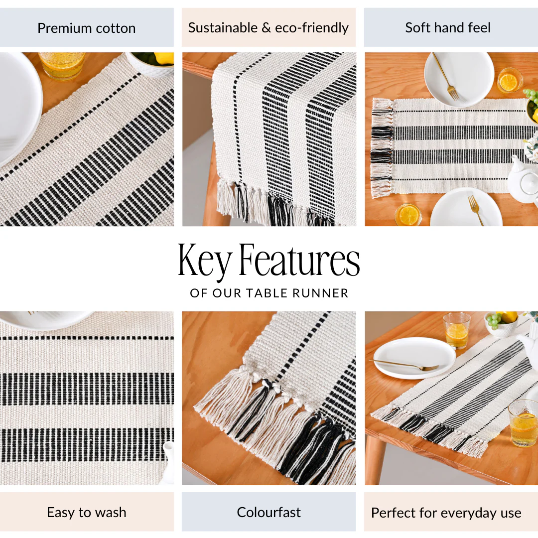Heritage Loom Fringed Cotton Runner 180x33cm - Image 4