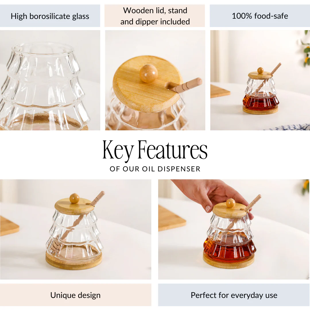 Holiday Honey Pot With Wooden Dipper And Stand 300ml - Image 4