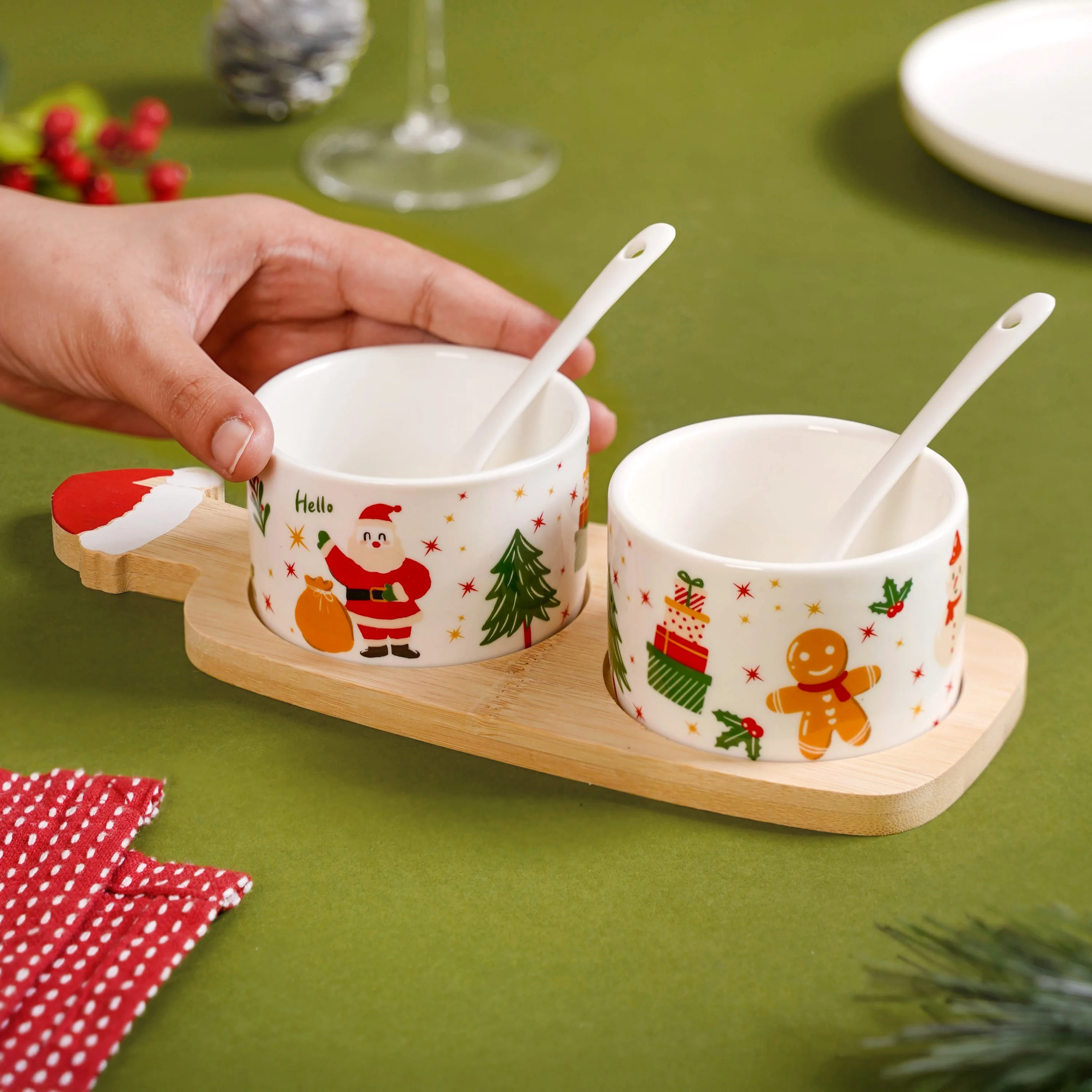 Holiday Season Snack Platter With Spoons And Tray Set Of 5 - Image 2