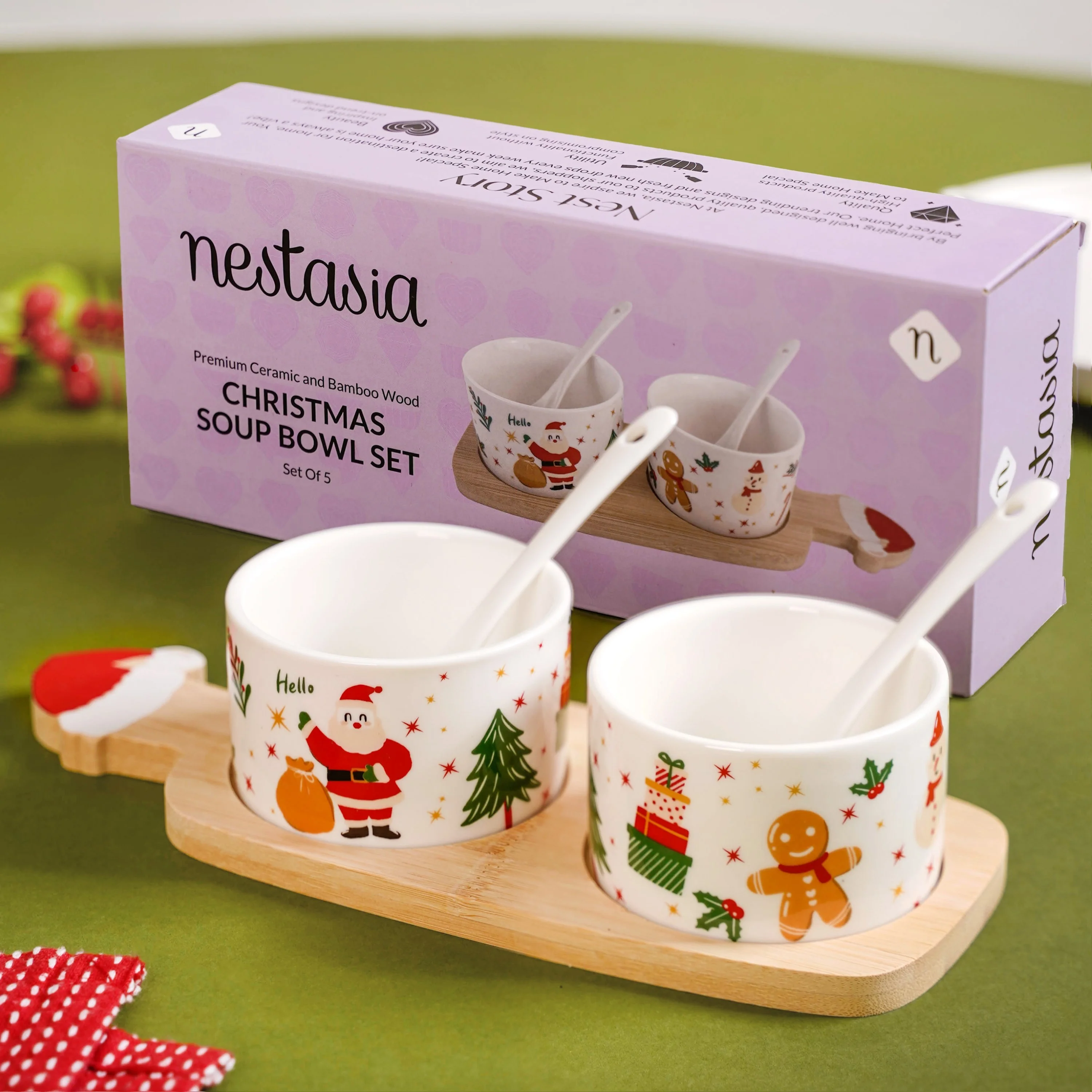Holiday Season Snack Platter With Spoons And Tray Set Of 5 - Image 3