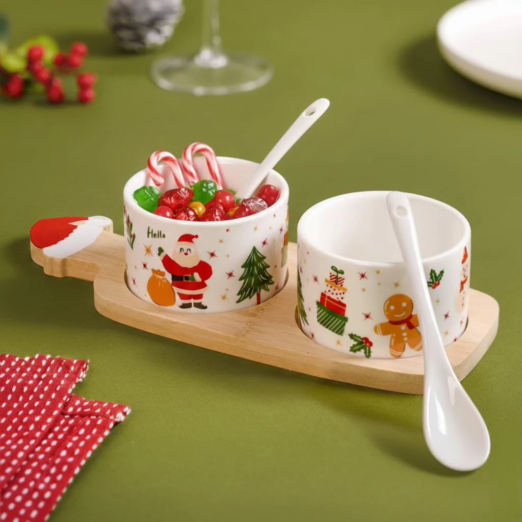 Holiday Season Snack Platter With Spoons And Tray Set Of 5 - Image 7