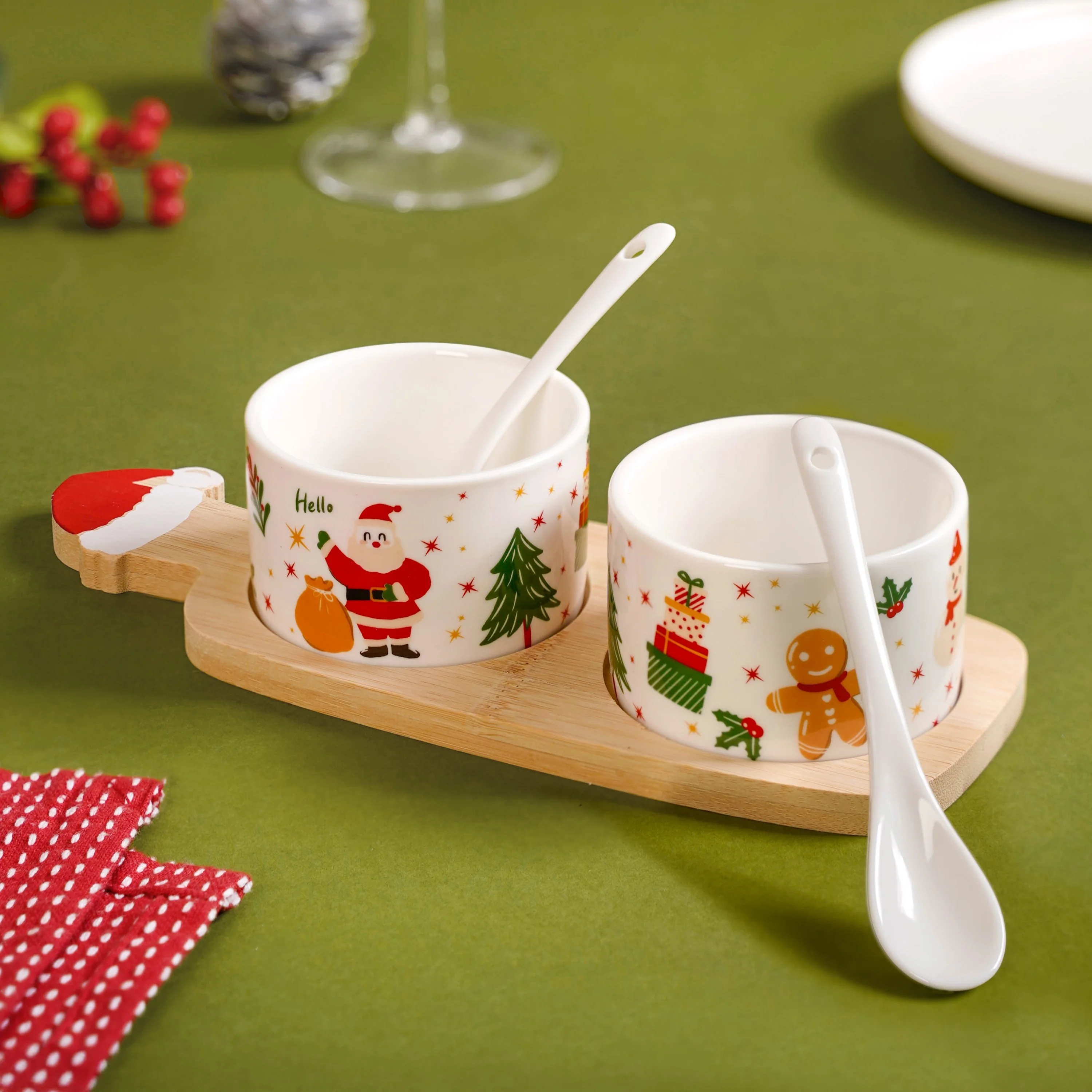 Holiday Season Snack Platter With Spoons And Tray Set Of 5 - Image 8