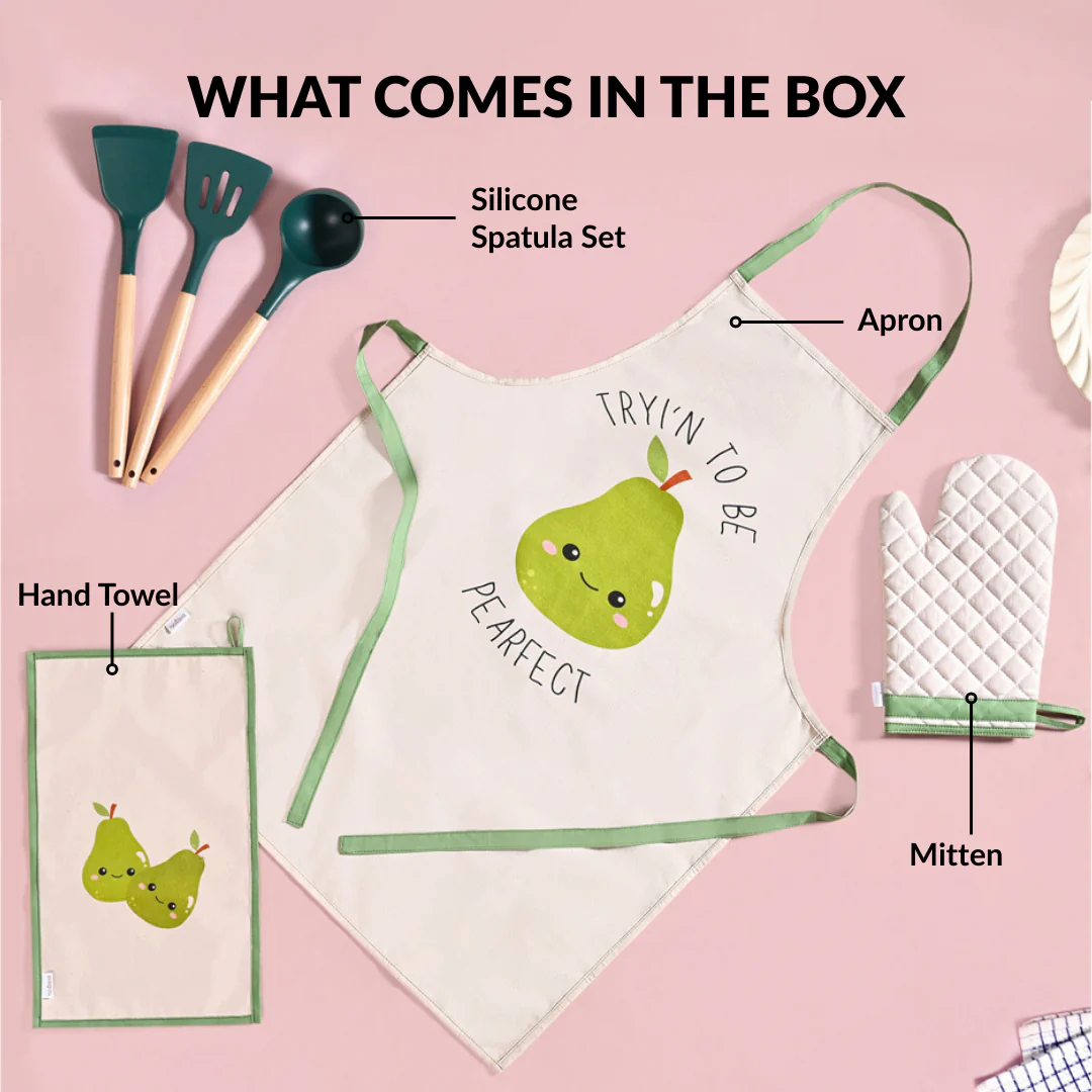 Home Chef Gift Hamper With Spatula Apron Mitten And Hand Towel - Image 5