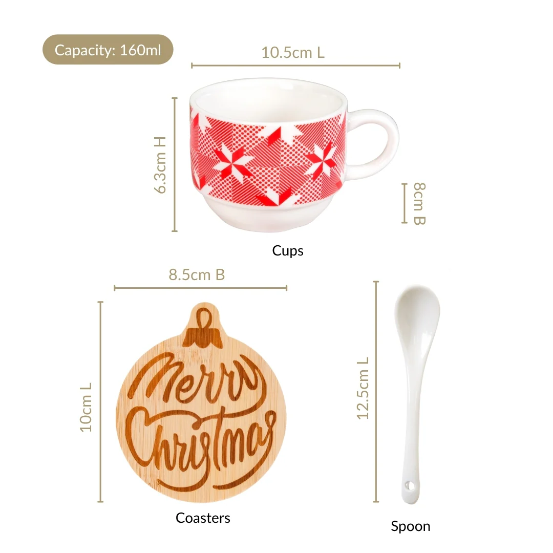 Hot Chocolate Cup Spoon And Coaster Gift Set Of 6 - Image 4