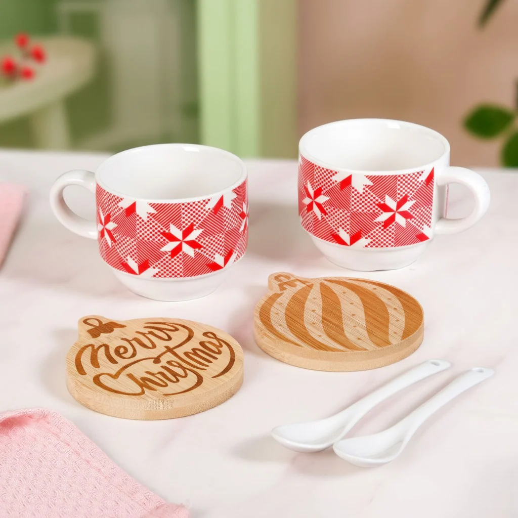 Hot Chocolate Cup Spoon And Coaster Gift Set Of 6 - Image 9
