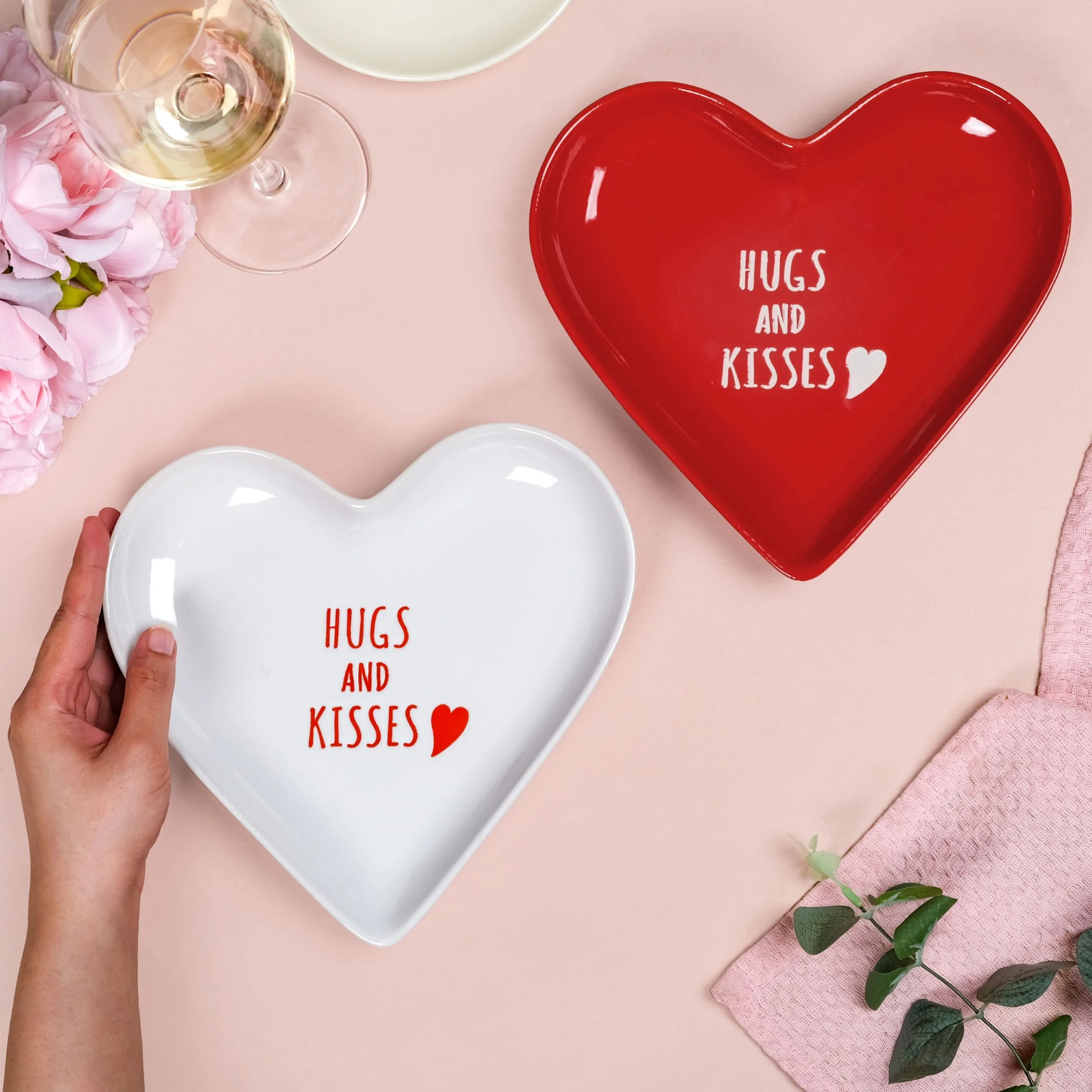 Hugs And Kisses Ceramic Snack Plate Set Of 2 - Image 2