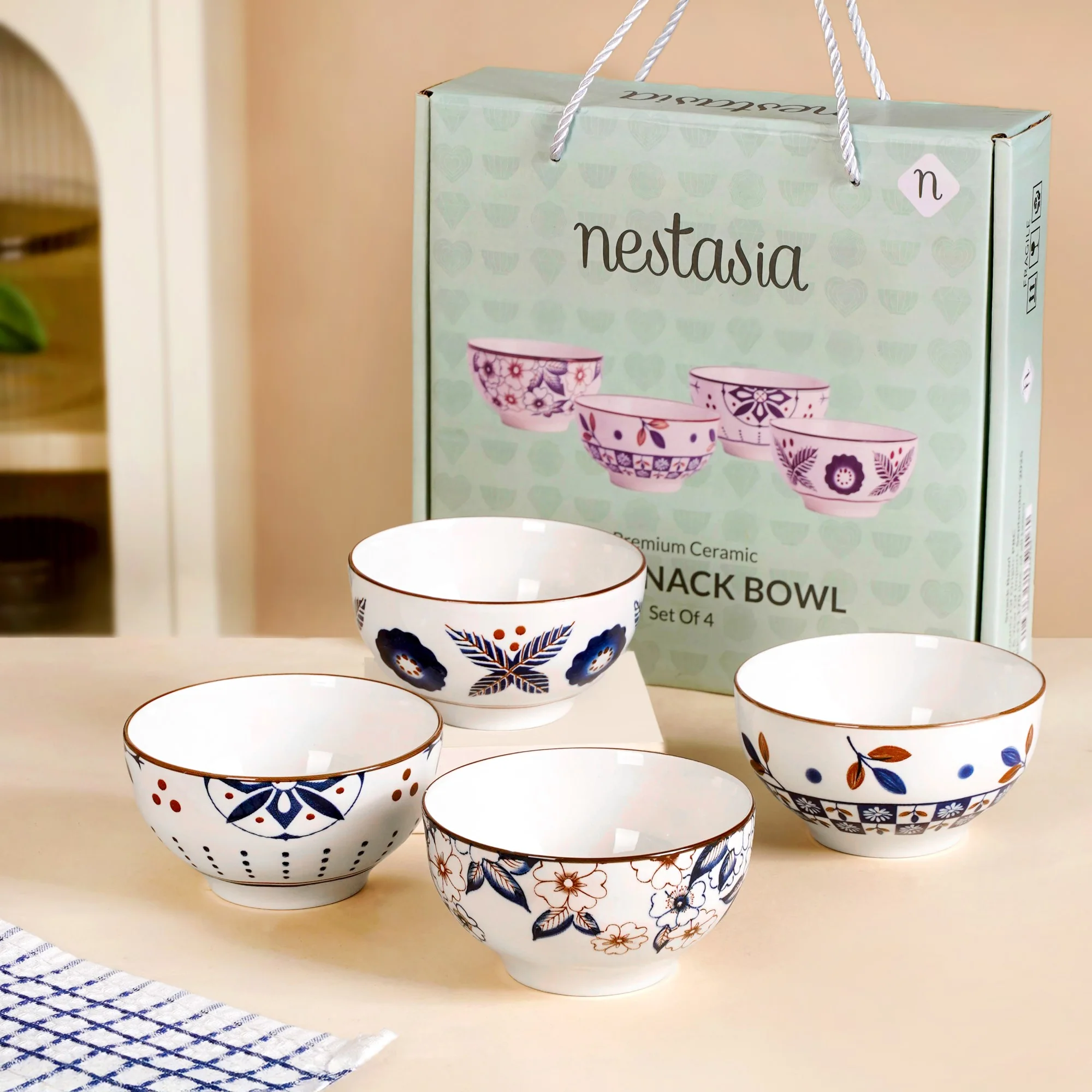 Indie Ceramic Snack Bowl Set Of 4 350ml - Image 2