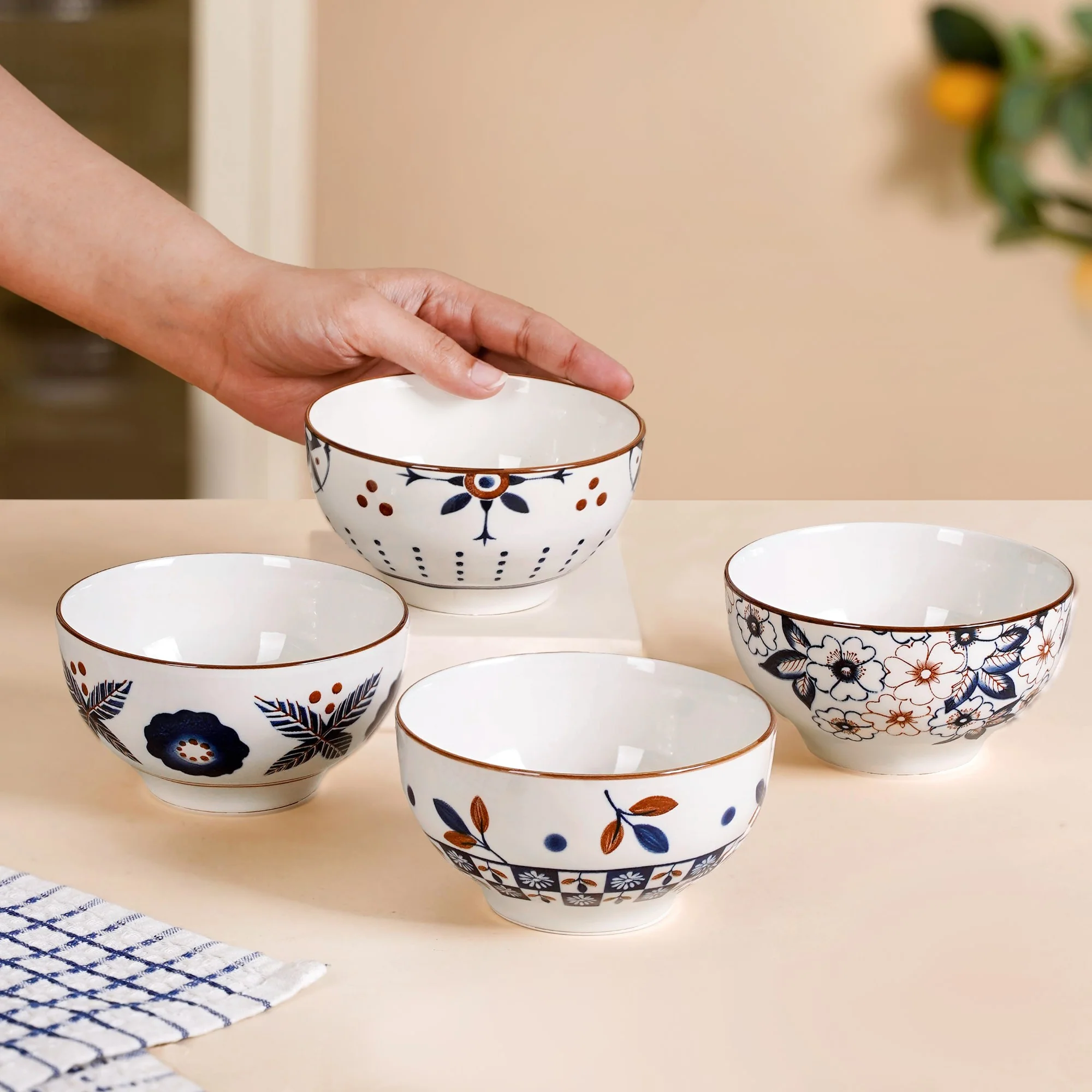 Indie Ceramic Snack Bowl Set Of 4 350ml - Image 3
