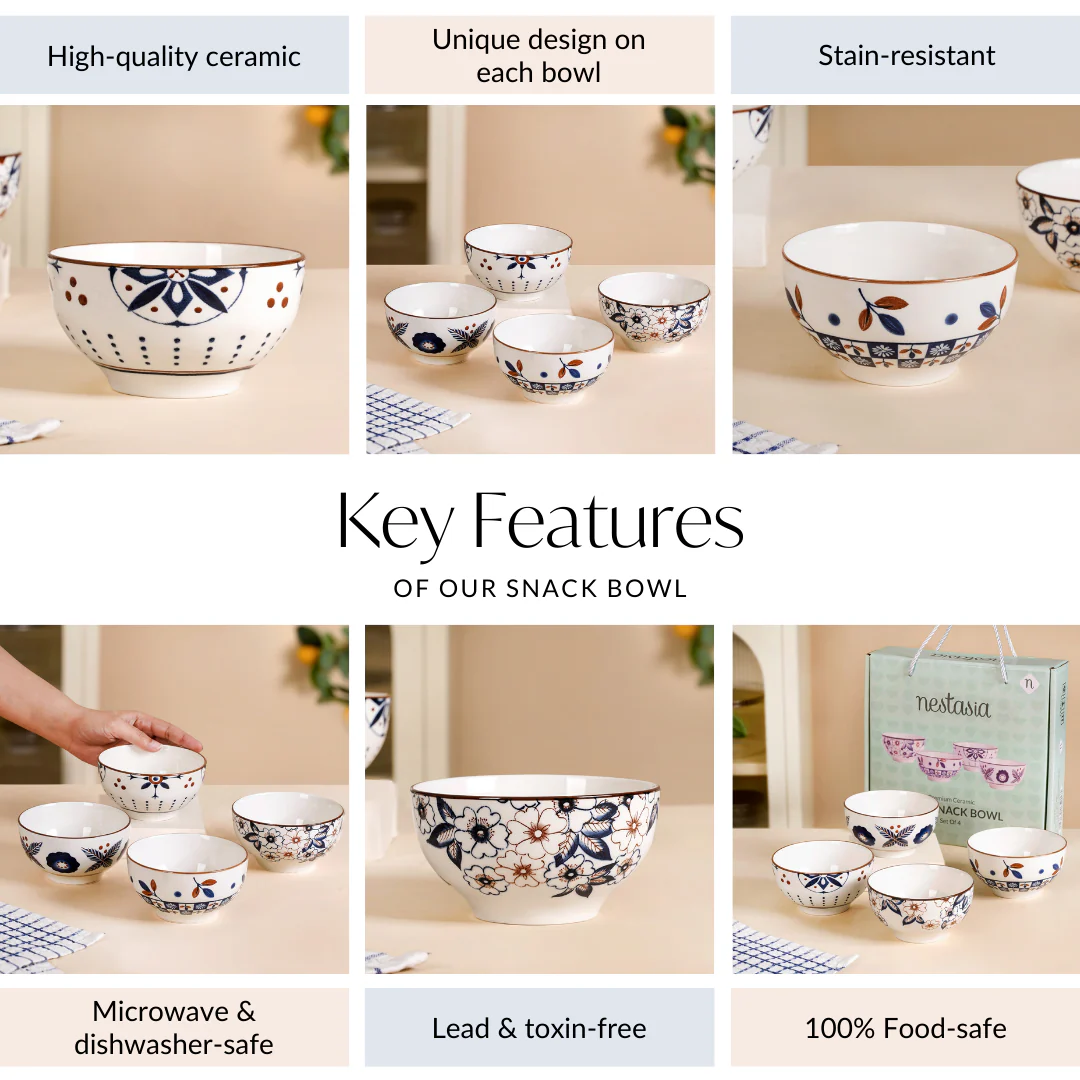 Indie Ceramic Snack Bowl Set Of 4 350ml - Image 5