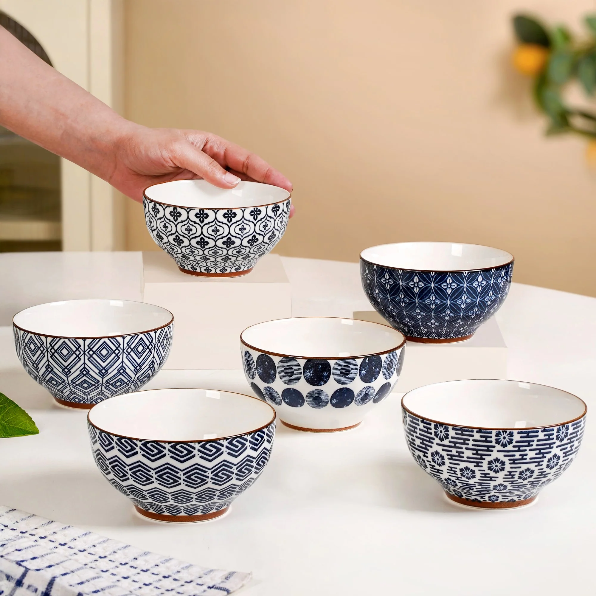 Indigo Ceramic Snack Bowl Set Of 6 350ml - Image 3