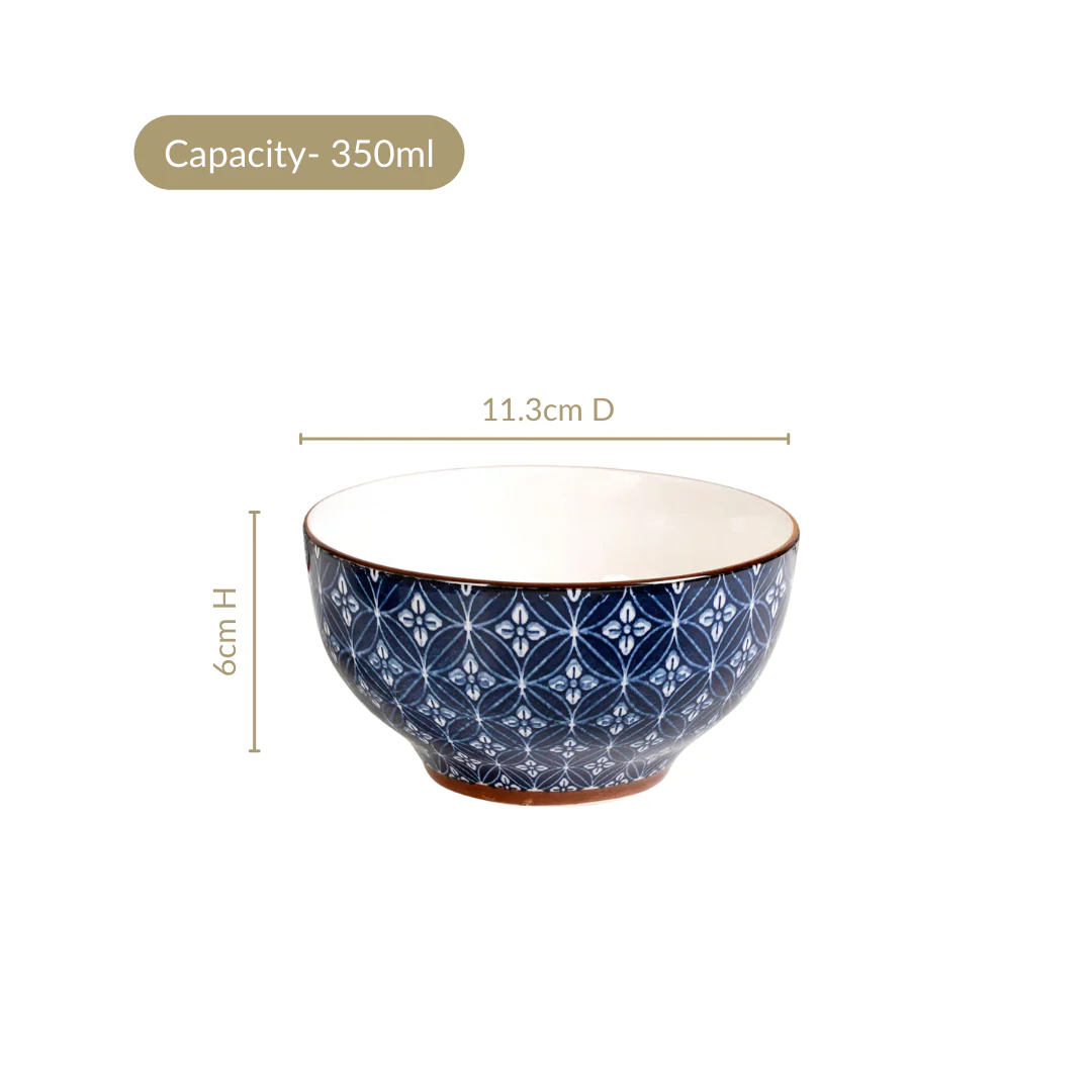 Indigo Ceramic Snack Bowl Set Of 6 350ml - Image 4