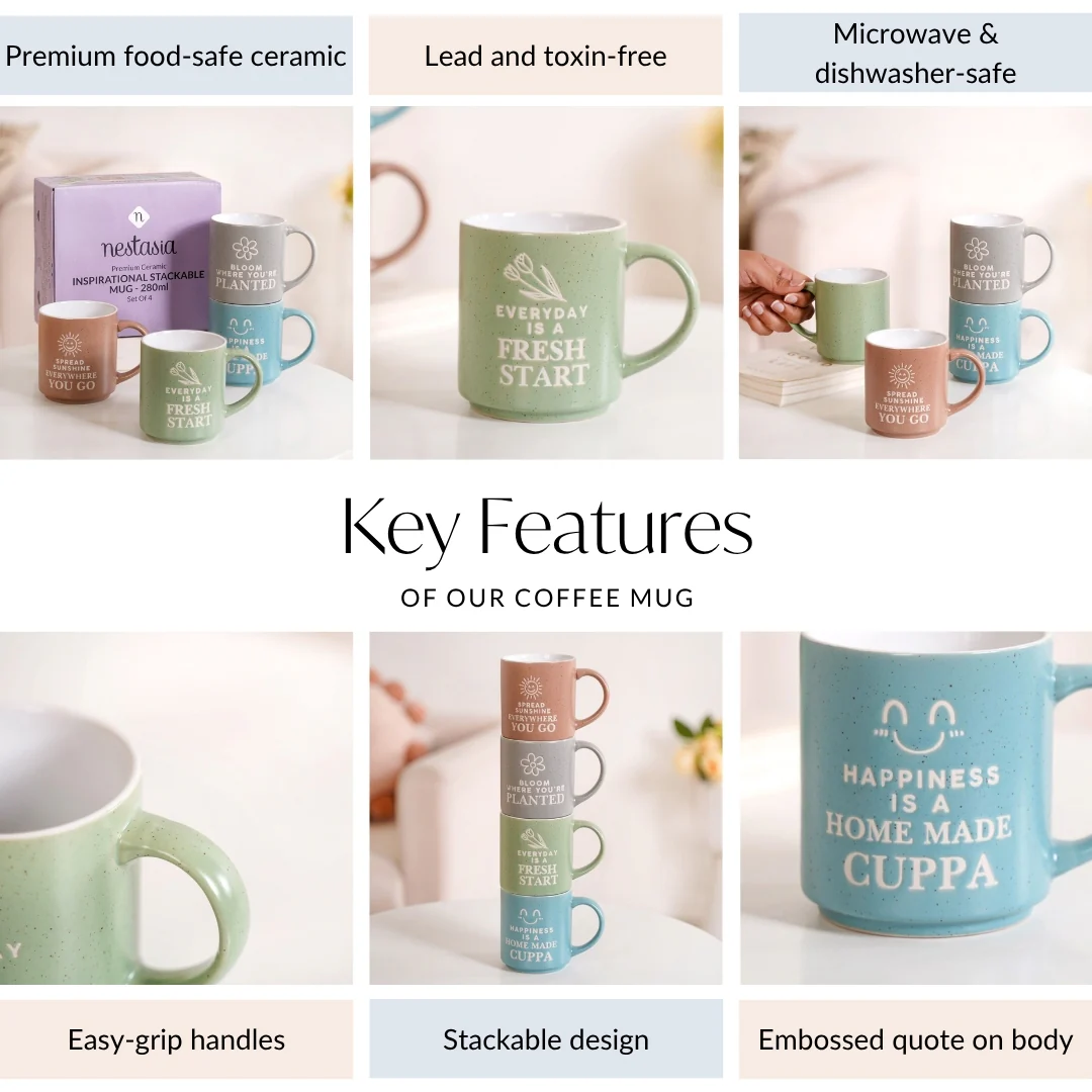 Inspiring Stackable Mug Set Of 4 280ml - Image 5