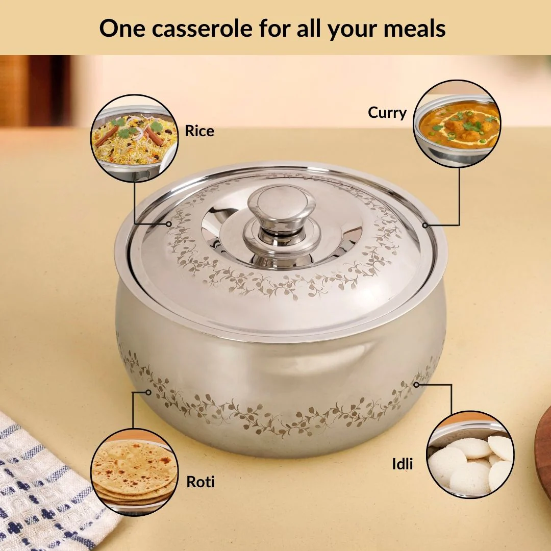 Insulated Stainless Steel Roti Casserole 1500ml - Image 8
