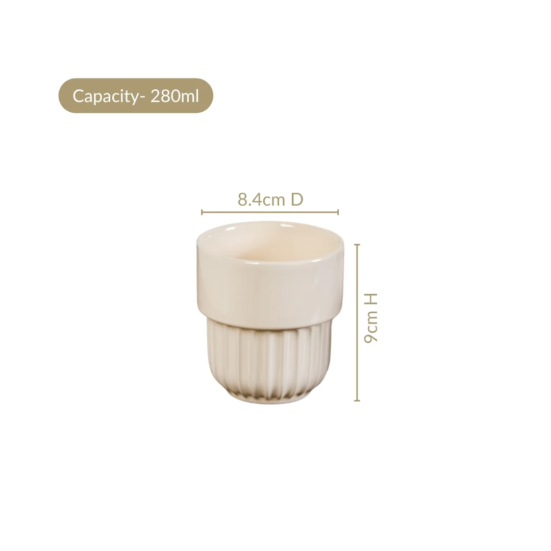 Ivory Cream Stackable Cup Set Of 4 280ml - Image 4