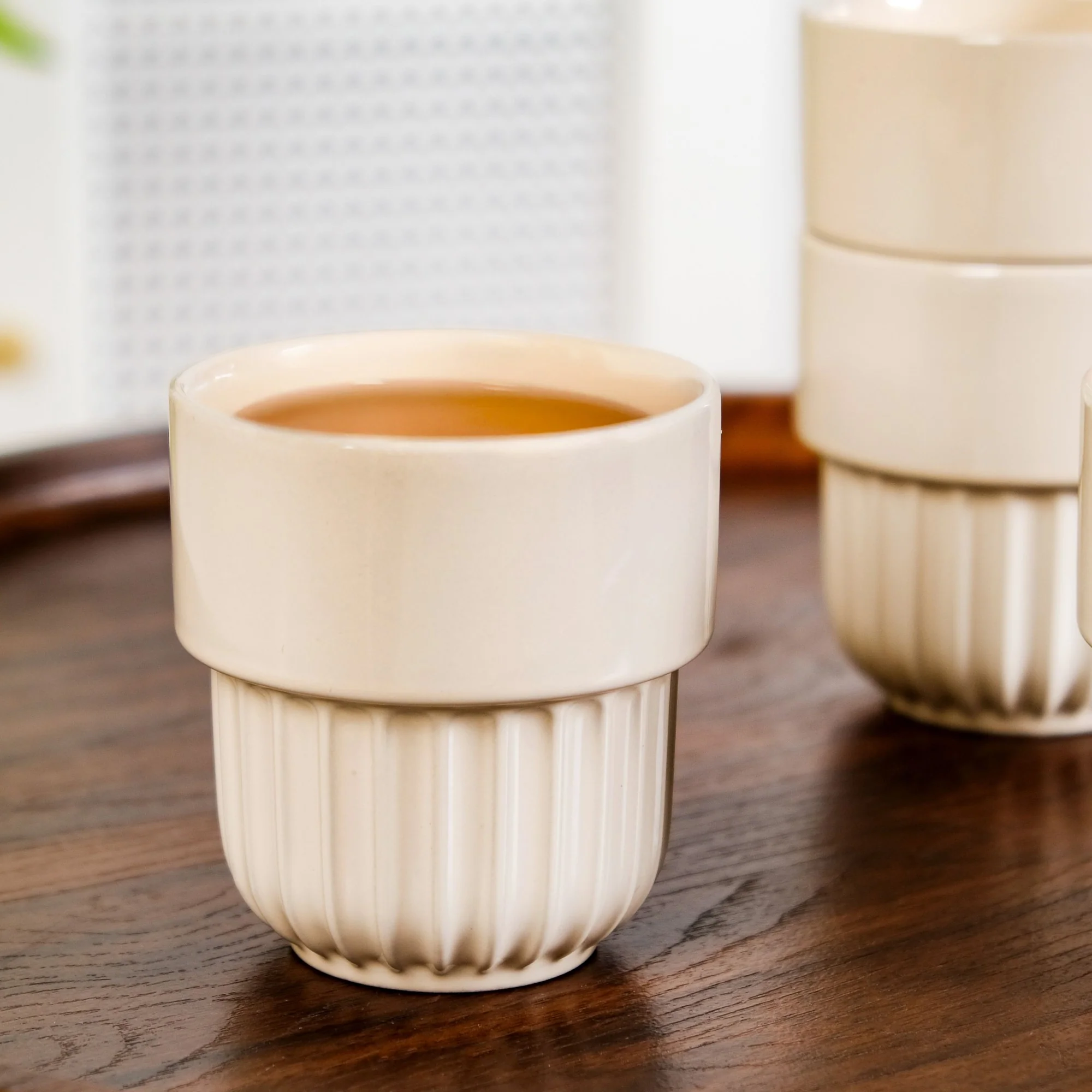 Ivory Cream Stackable Cup Set Of 4 280ml - Image 6