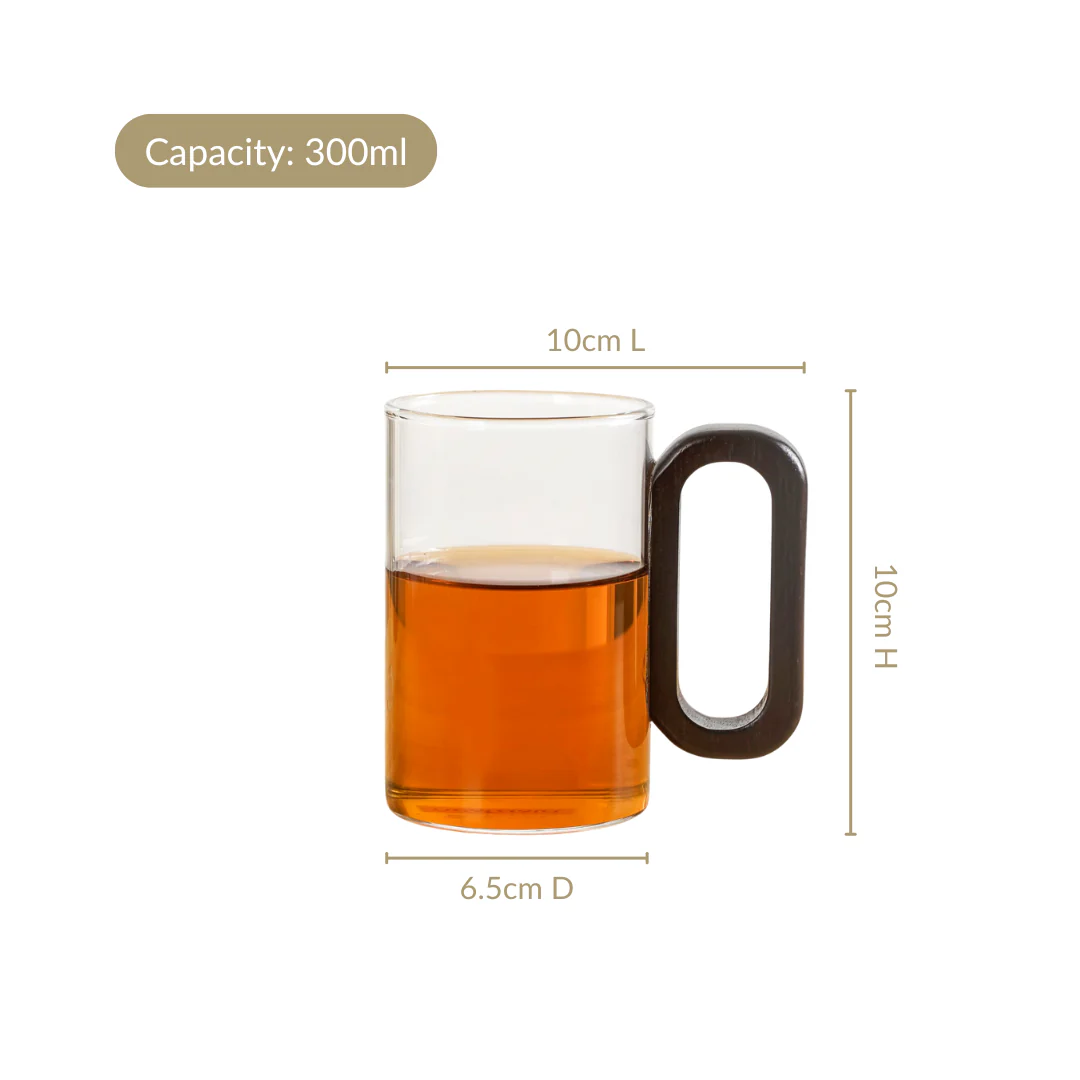 Japandi Tea Coffee Mug With Fusion Wooden Handle Set Of 2 300ml - Image 3