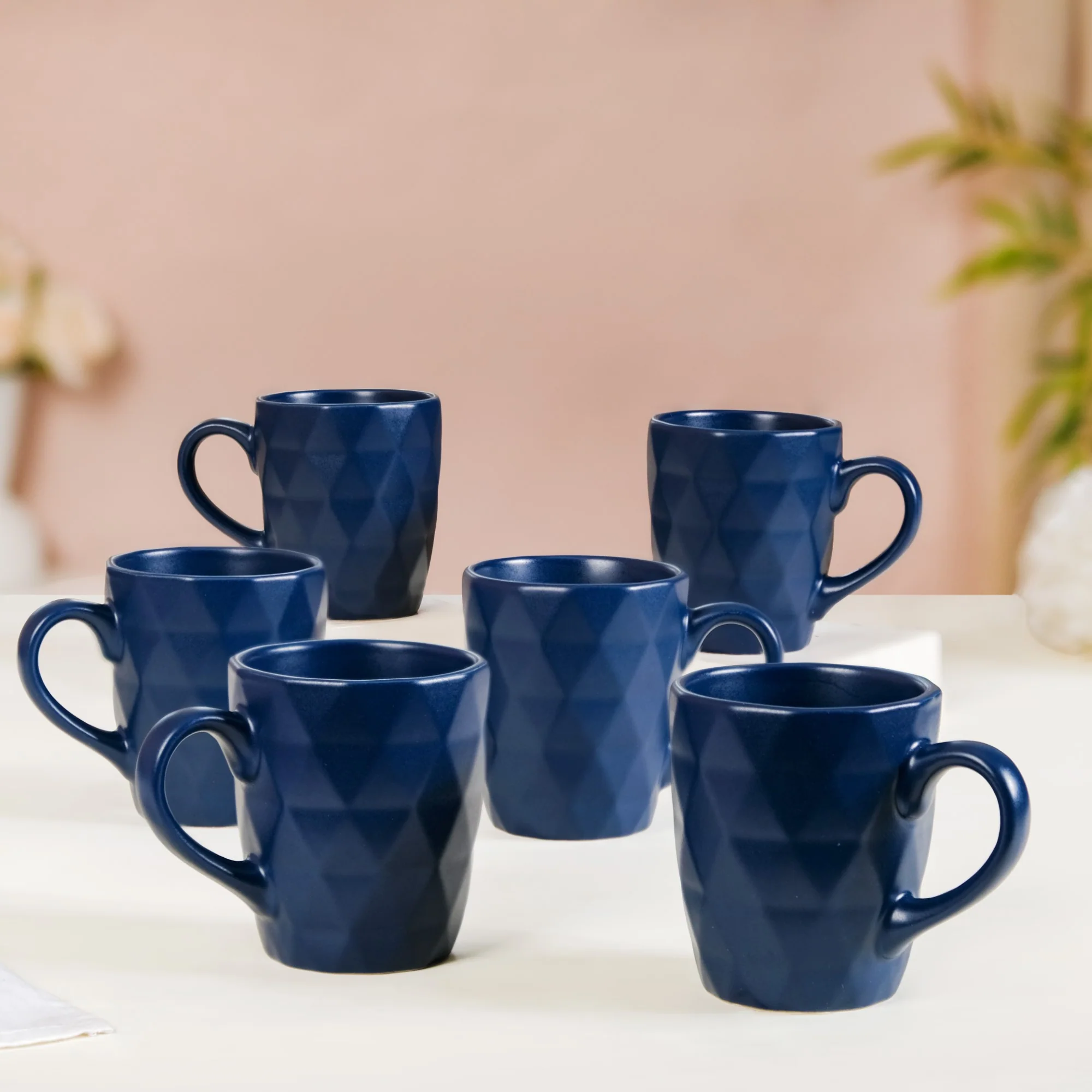 Just-The-Right-Size Tea Coffee Mug Set Of 6 Navy Blue 220ml - Image 3