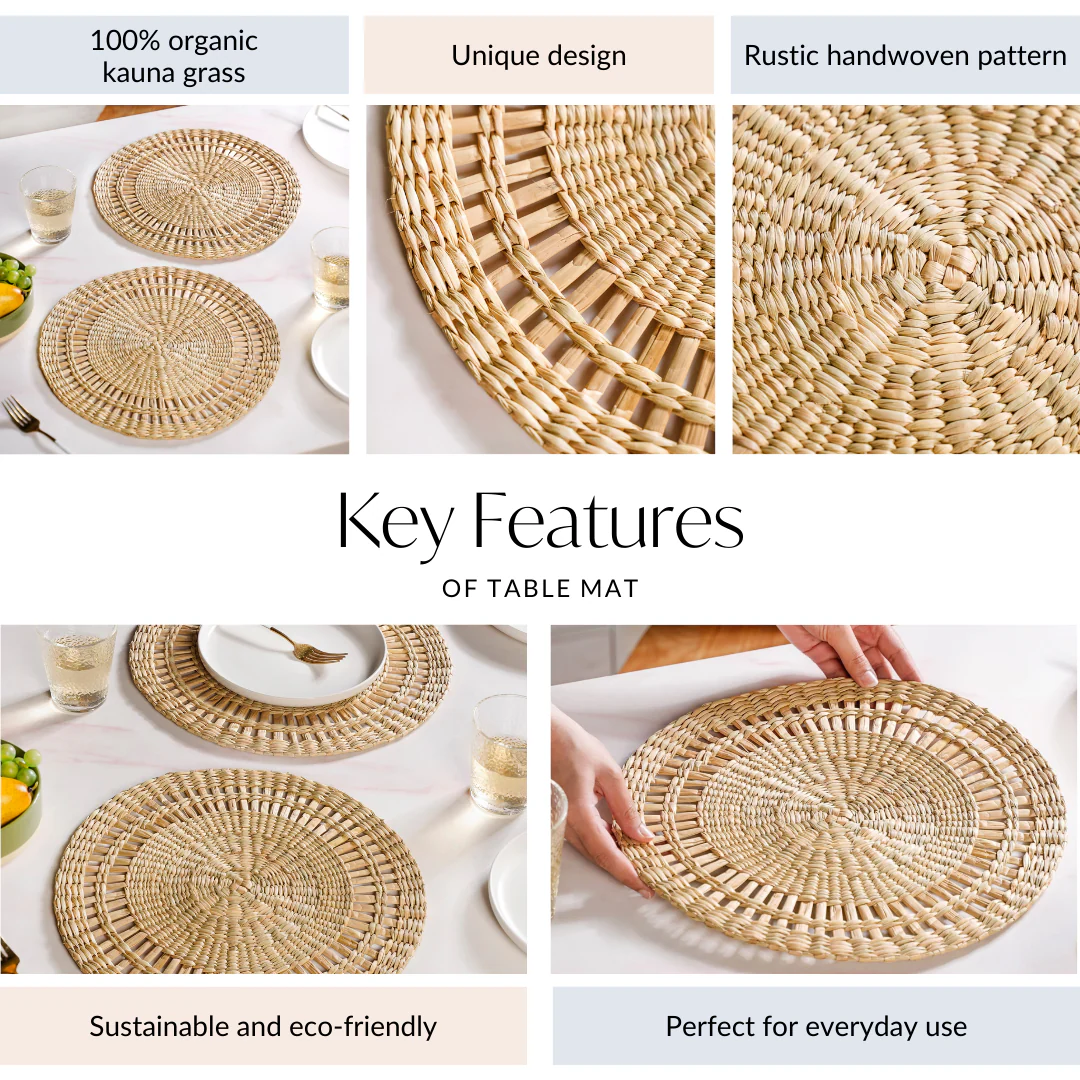 Kauna Sustainable Handmade Table Mat Set Of 2 34cm - Image 4