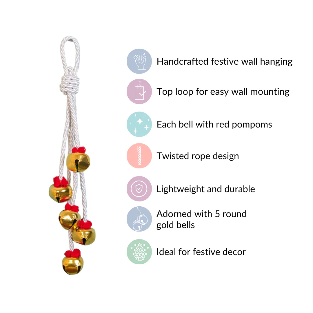 Knotted Wall Hanging With Five Bells - Image 3