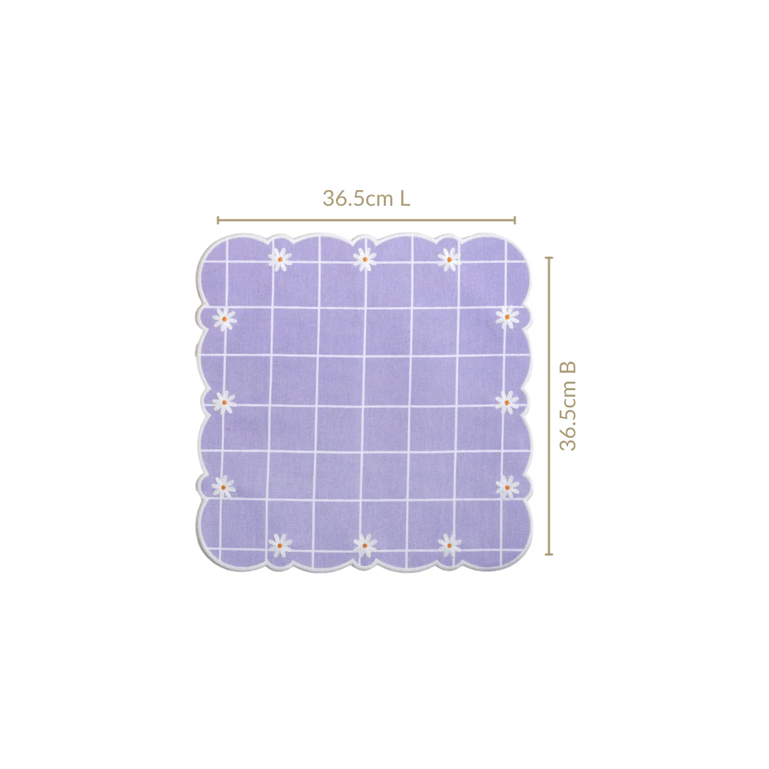 Lavender Lattice Scallop Embroidered Cotton Table Mat Set Of 6 - Image 4