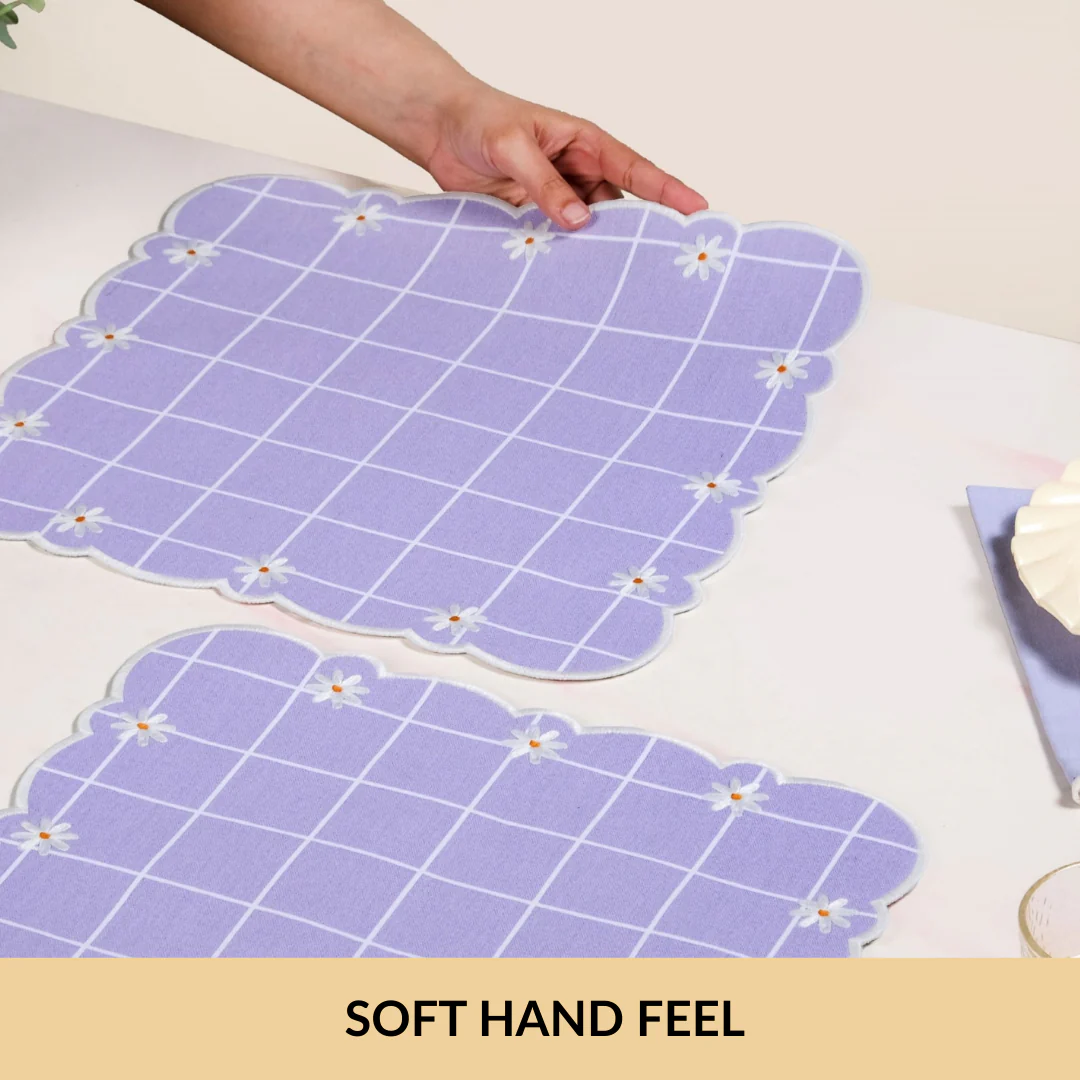 Lavender Lattice Scallop Embroidered Cotton Table Mat Set Of 6 - Image 6