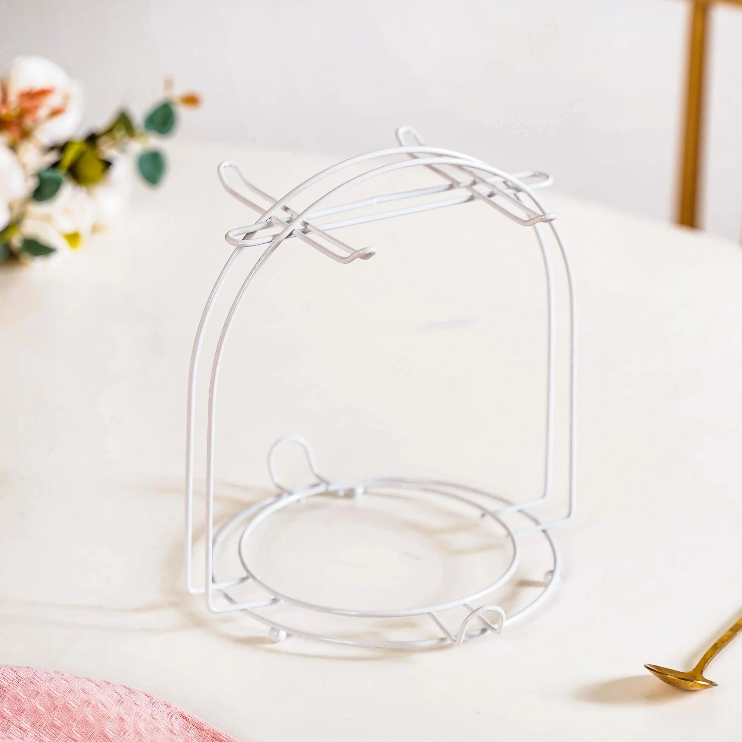Leaf Embossed Cup And Saucer Set Of 4 With Stand 200ml - Image 8
