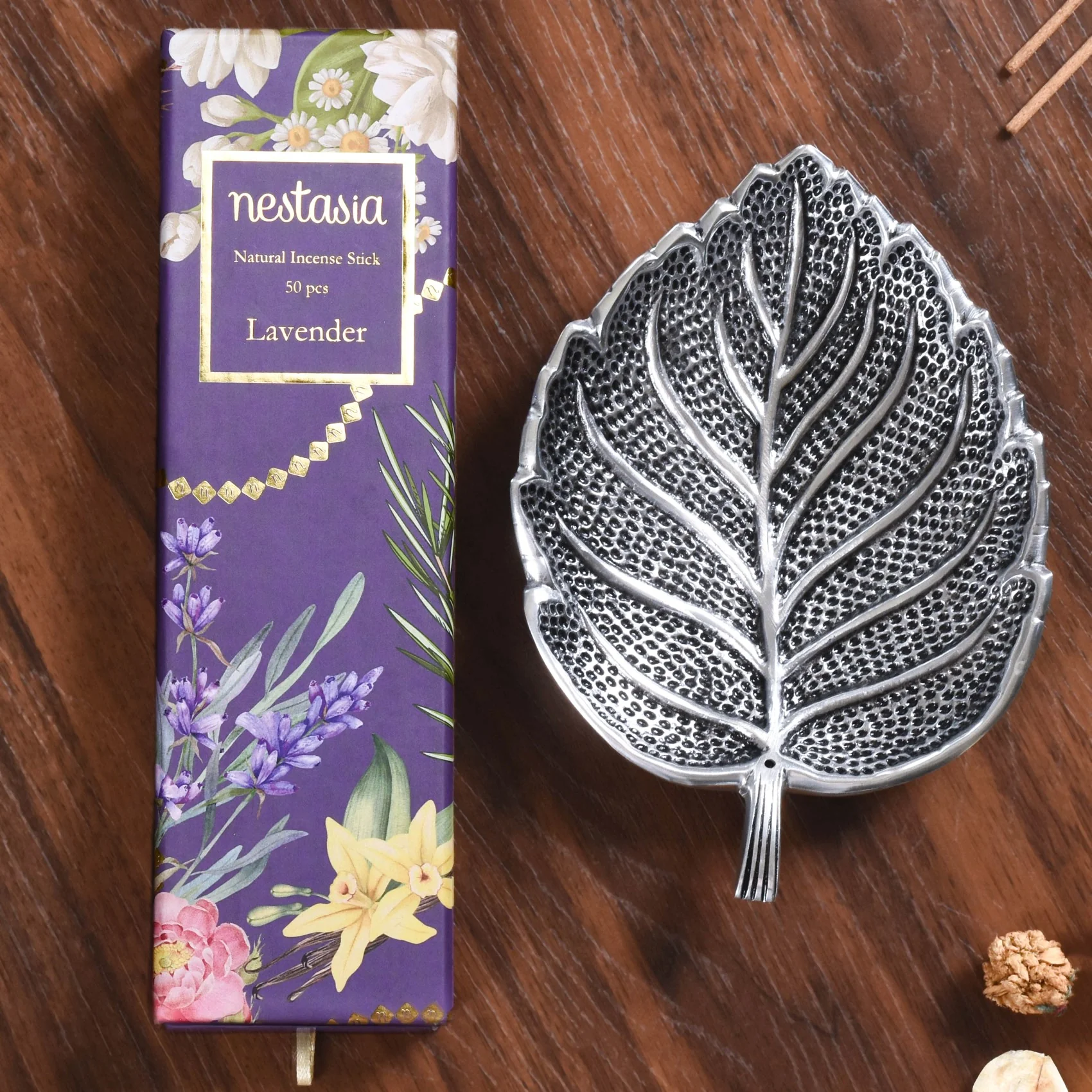Leaf Incense Holder With Organic Lavender Incense Sticks - Image 3