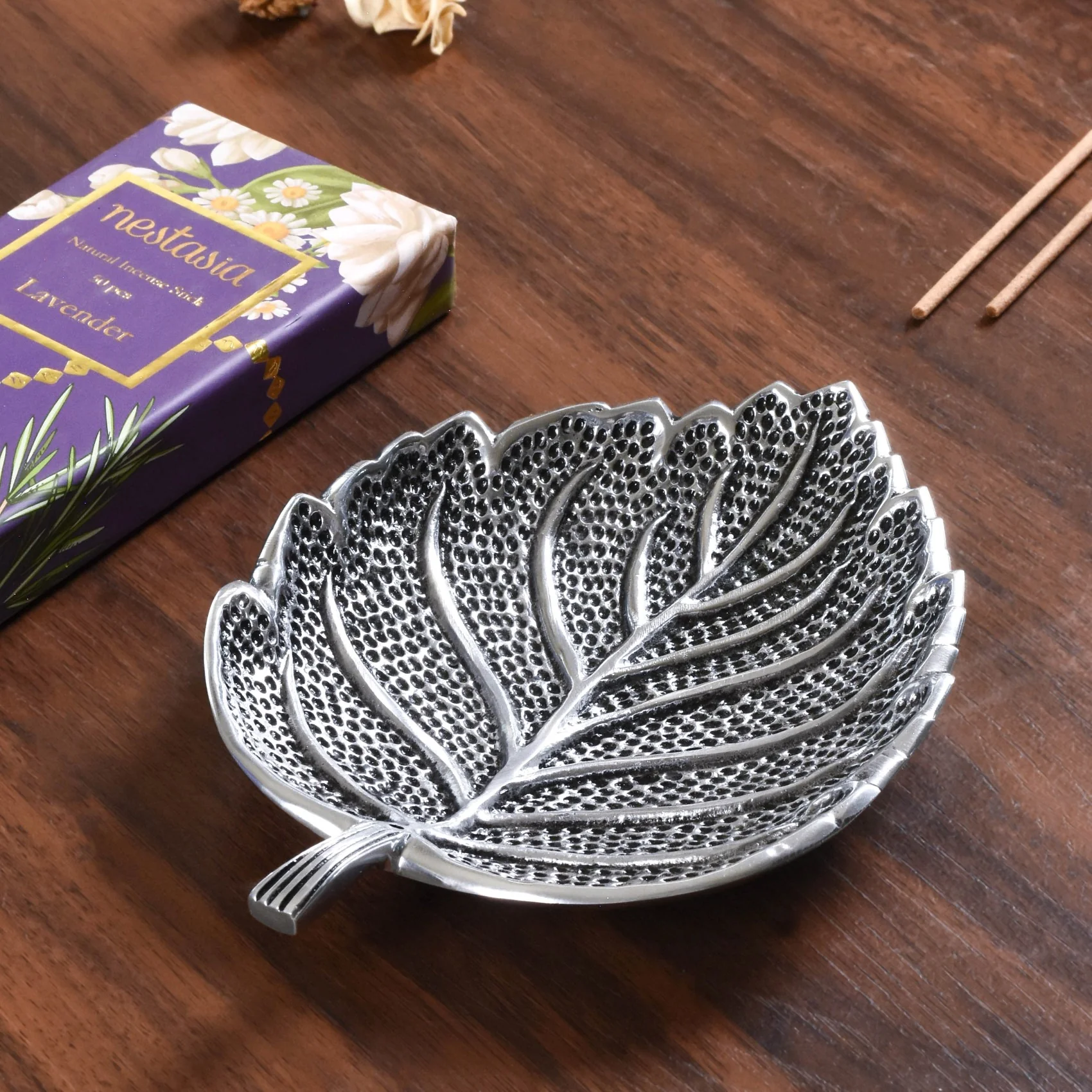 Leaf Incense Holder With Organic Lavender Incense Sticks - Image 9