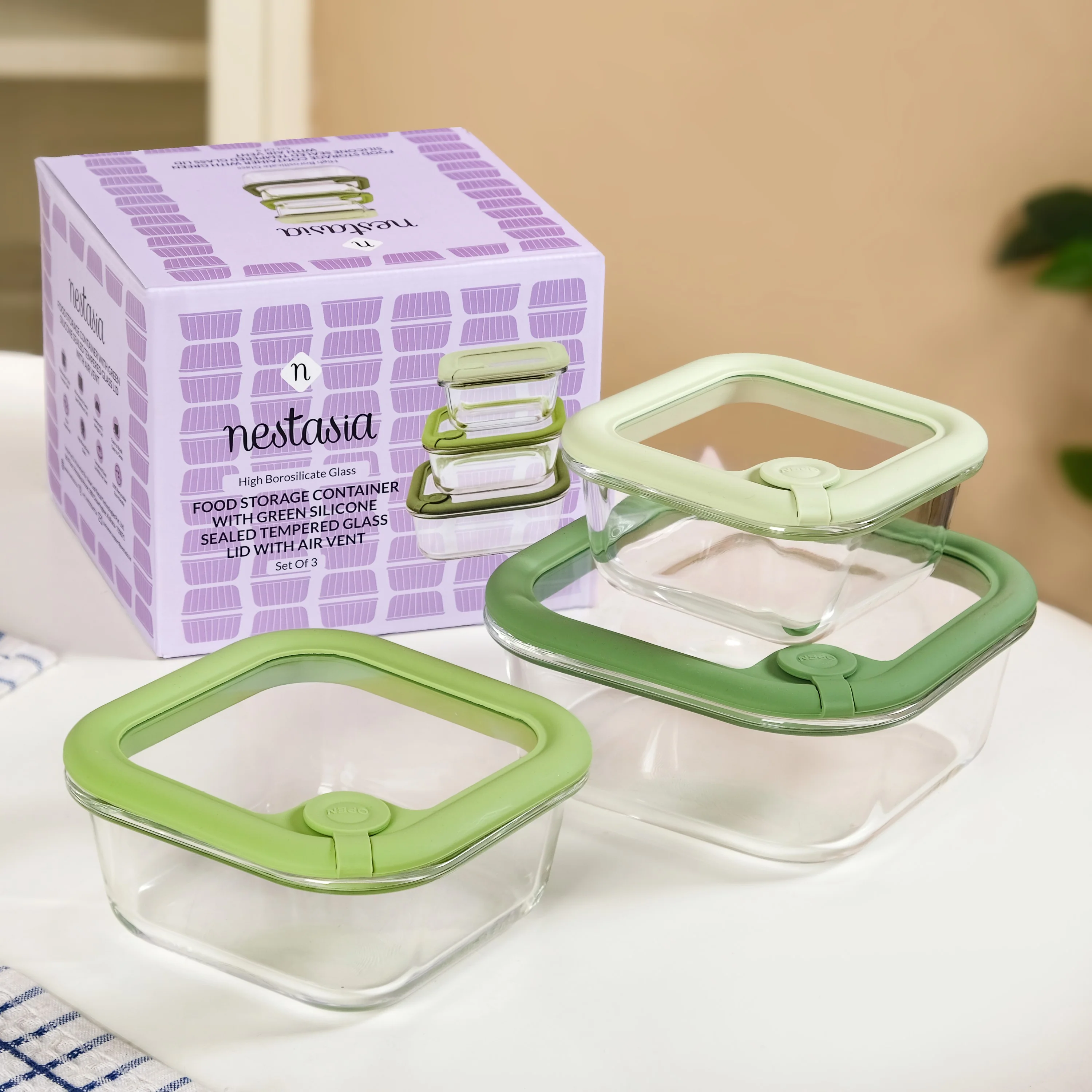 Leakproof See Through Air Vent Lid Food Storage Container Set Of 3 350ml 520ml 800ml - Image 3