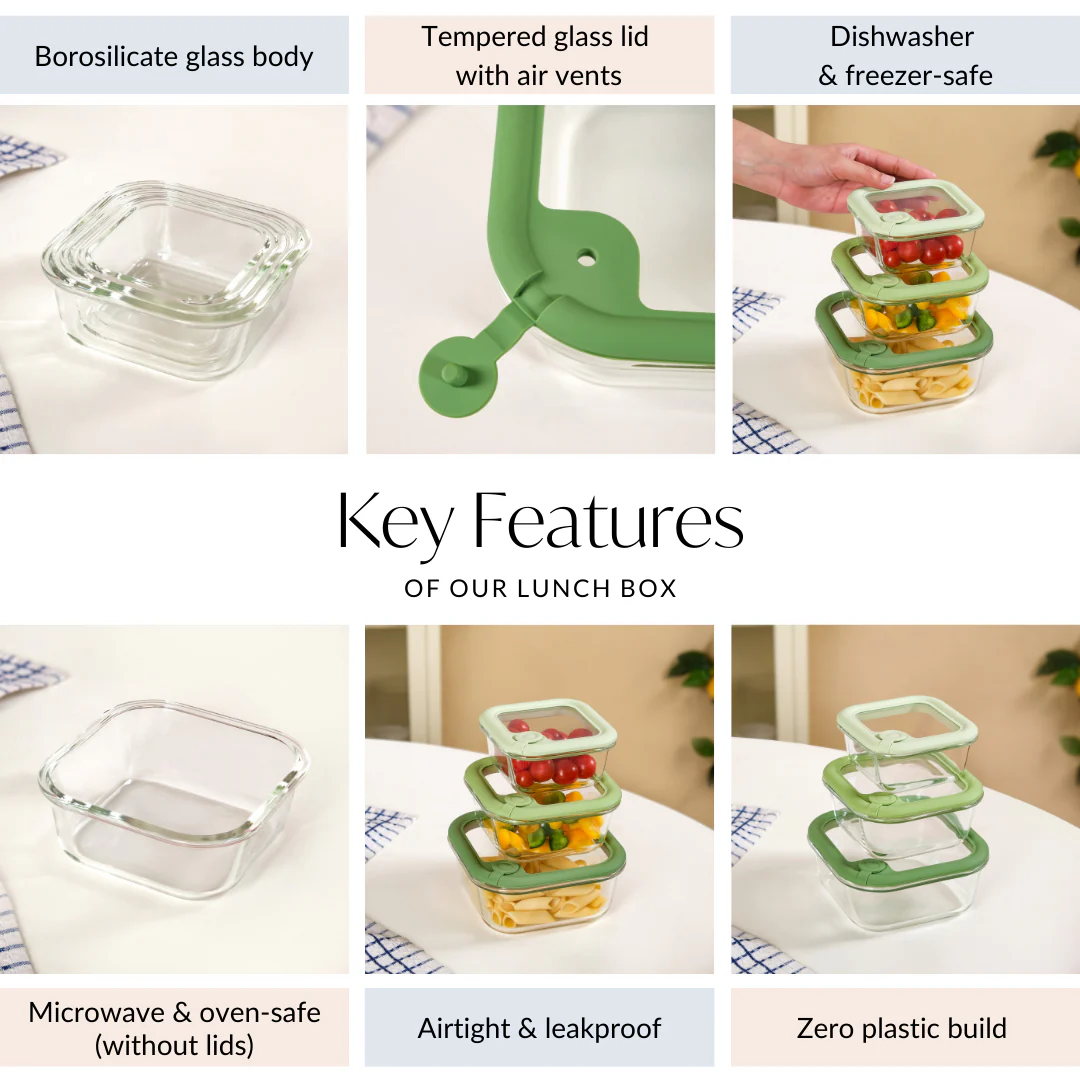 Leakproof See Through Air Vent Lid Food Storage Container Set Of 3 350ml 520ml 800ml - Image 5
