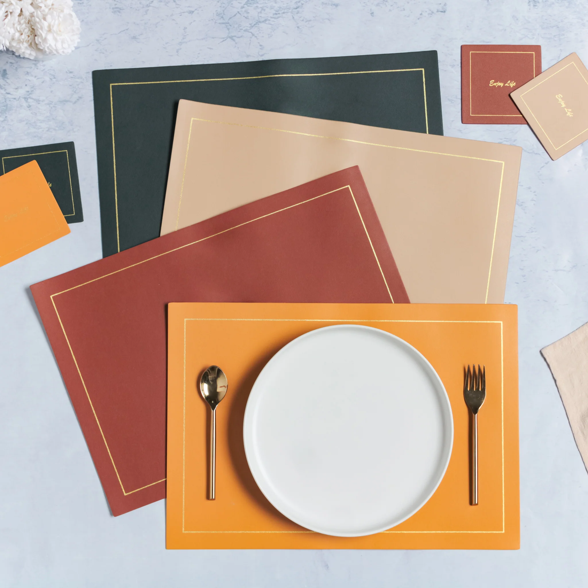 Leather Placemat And Coaster Set of 2 - Image 11