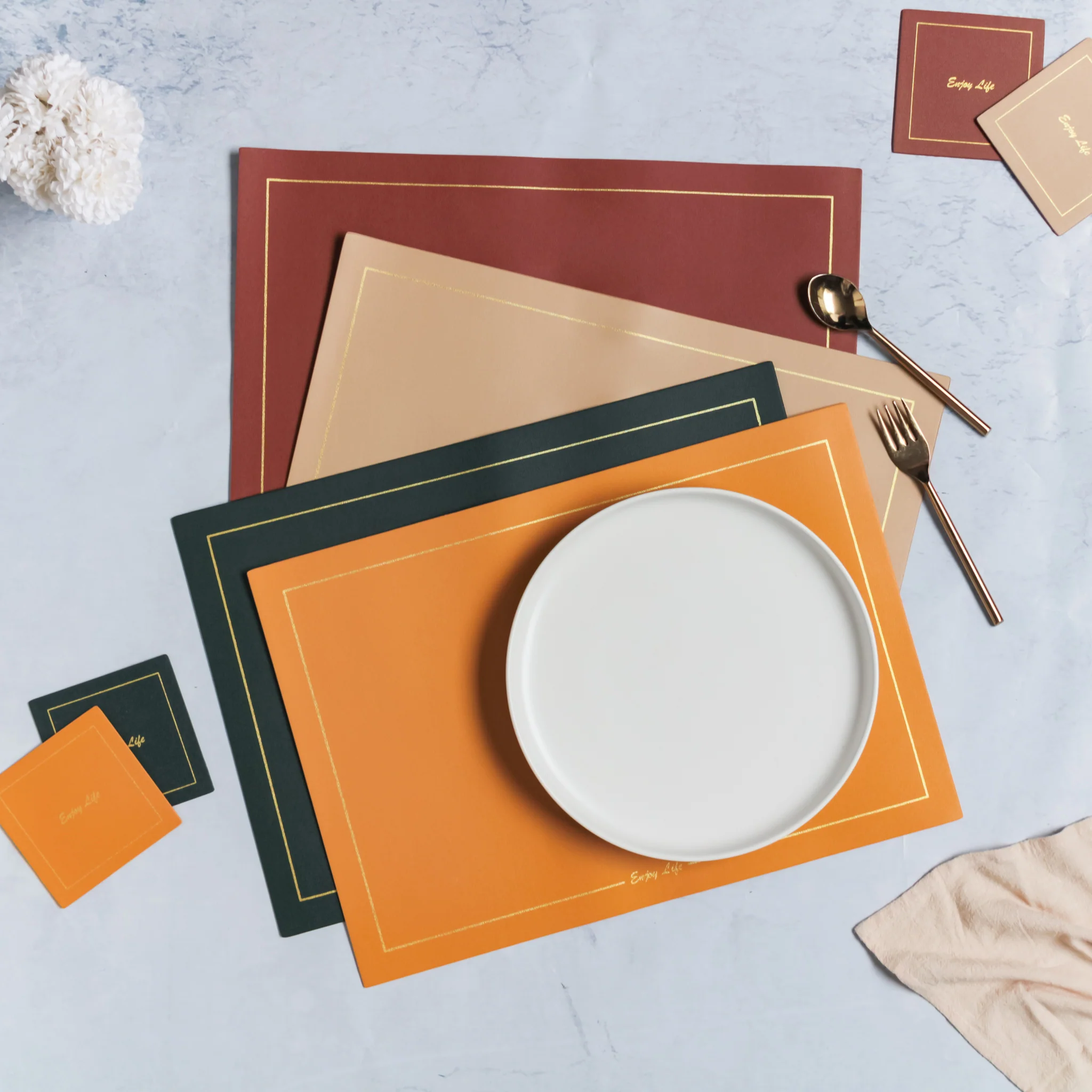 Leather Placemat And Coaster Set of 2 - Image 12