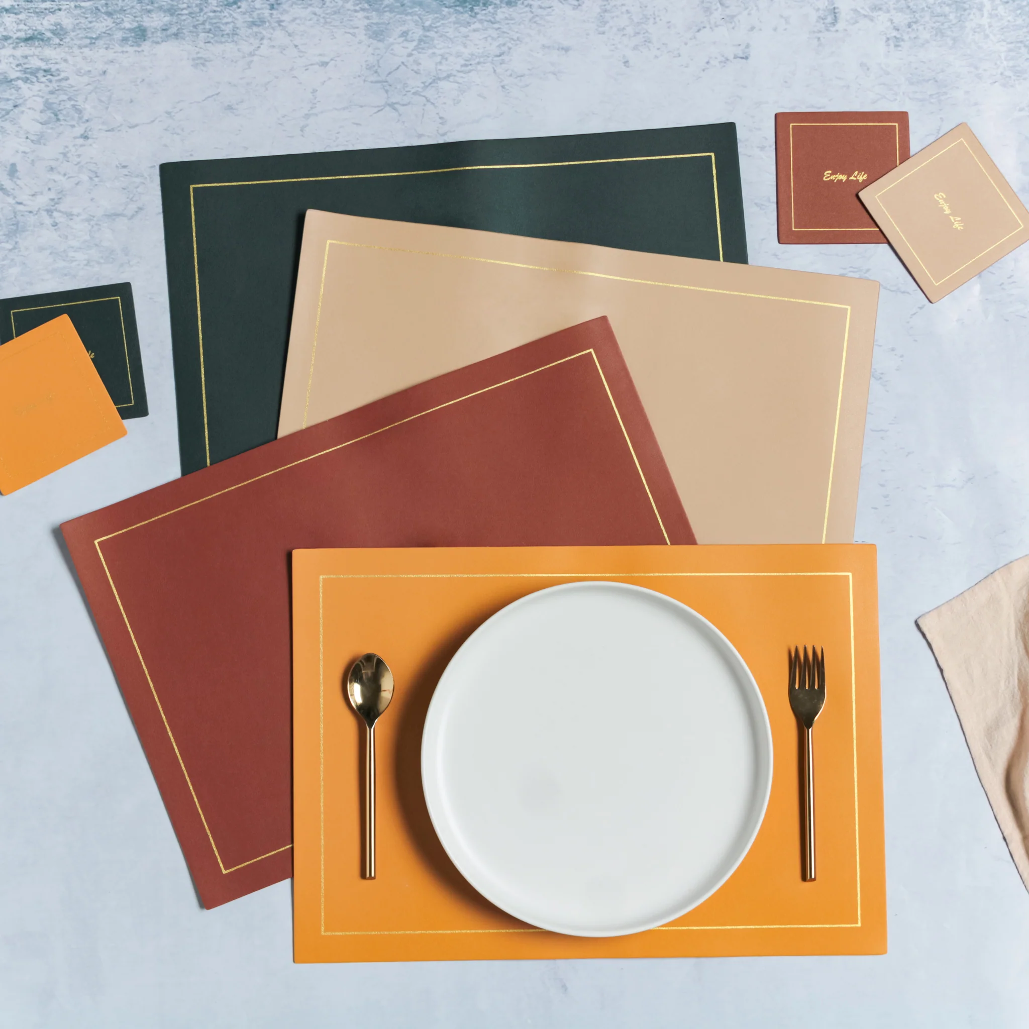 Leather Placemat And Coaster Set of 2 - Image 13