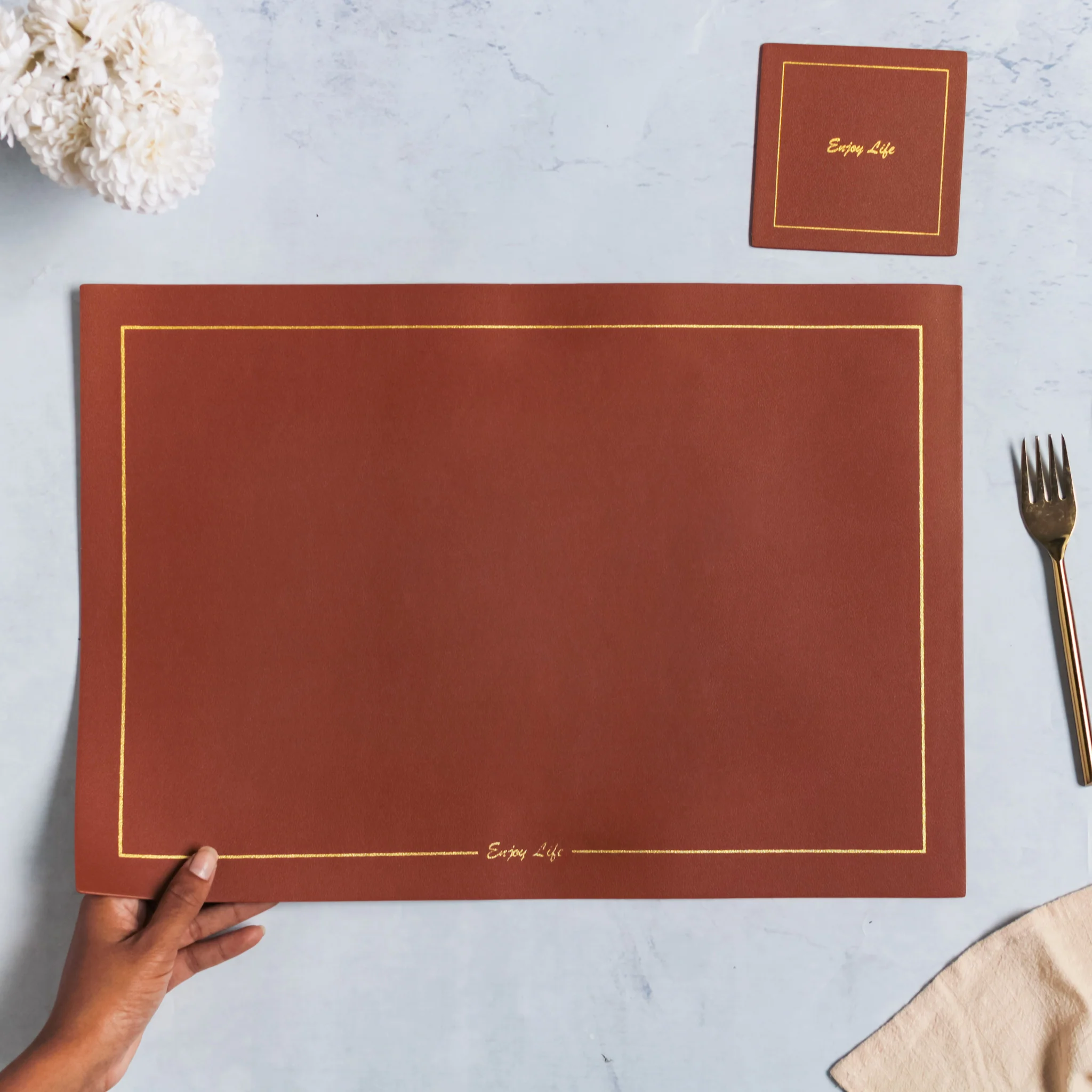 Leather Placemat And Coaster Set of 2 - Image 14