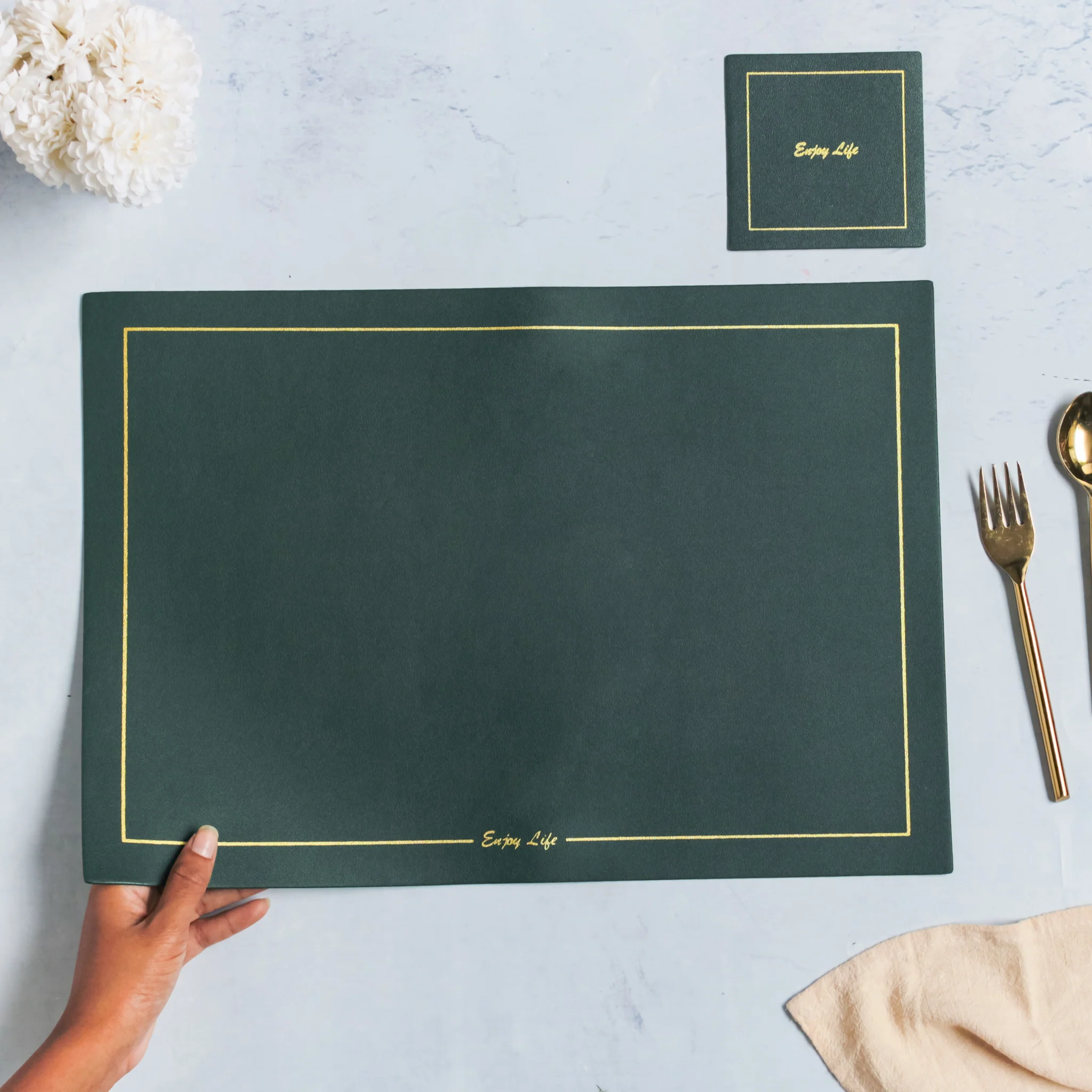 Leather Placemat And Coaster Set of 2 - Image 15