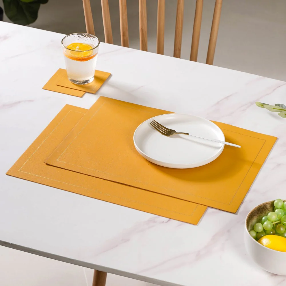 Leather Placemat And Coaster Set of 2 - Image 4