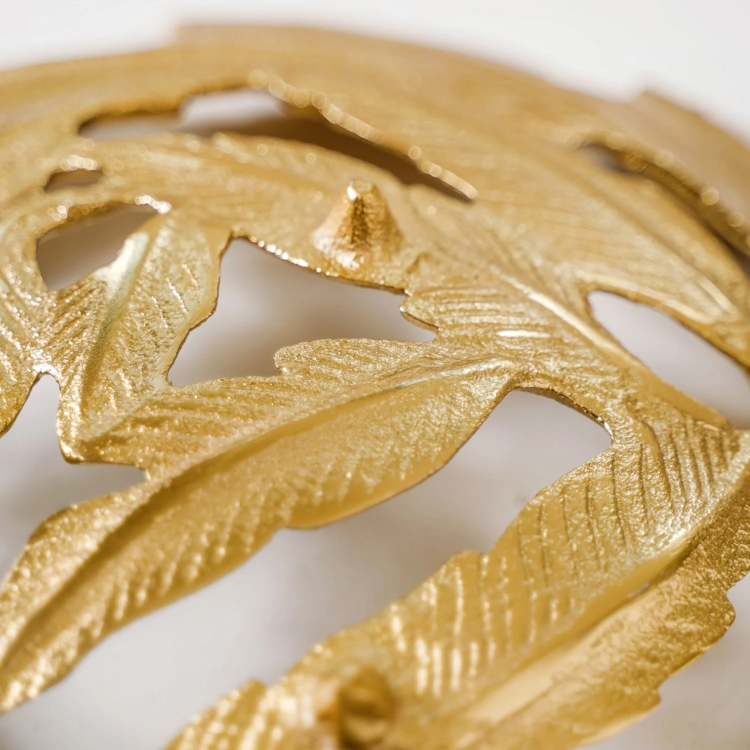 Leaves Cutout Metal Tray Gold - Image 7