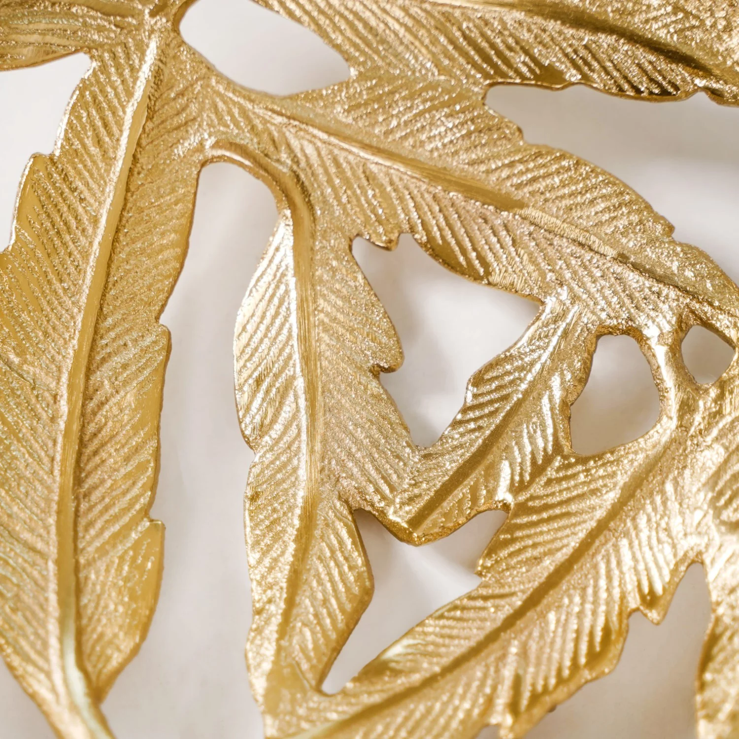 Leaves Cutout Metal Tray Gold - Image 8