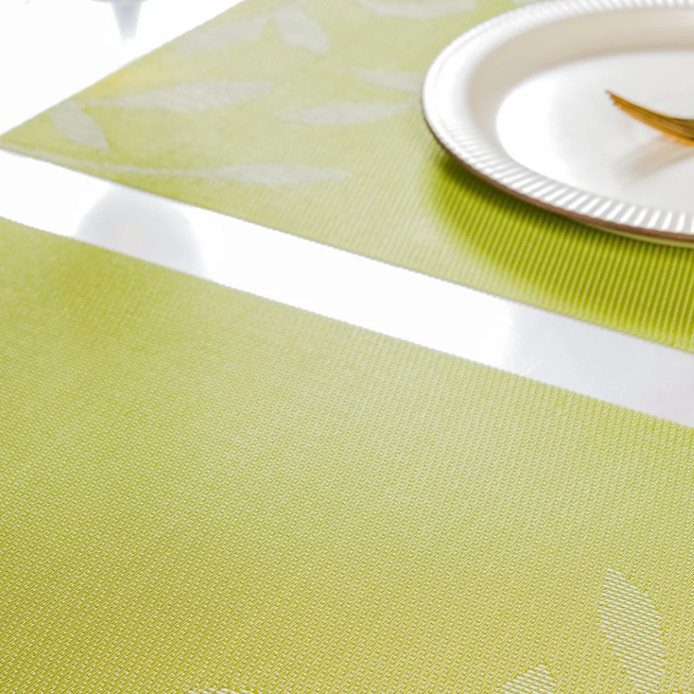 Leaves Reversible Table Mat Set Of 6 Green 17x11 Inch - Image 7