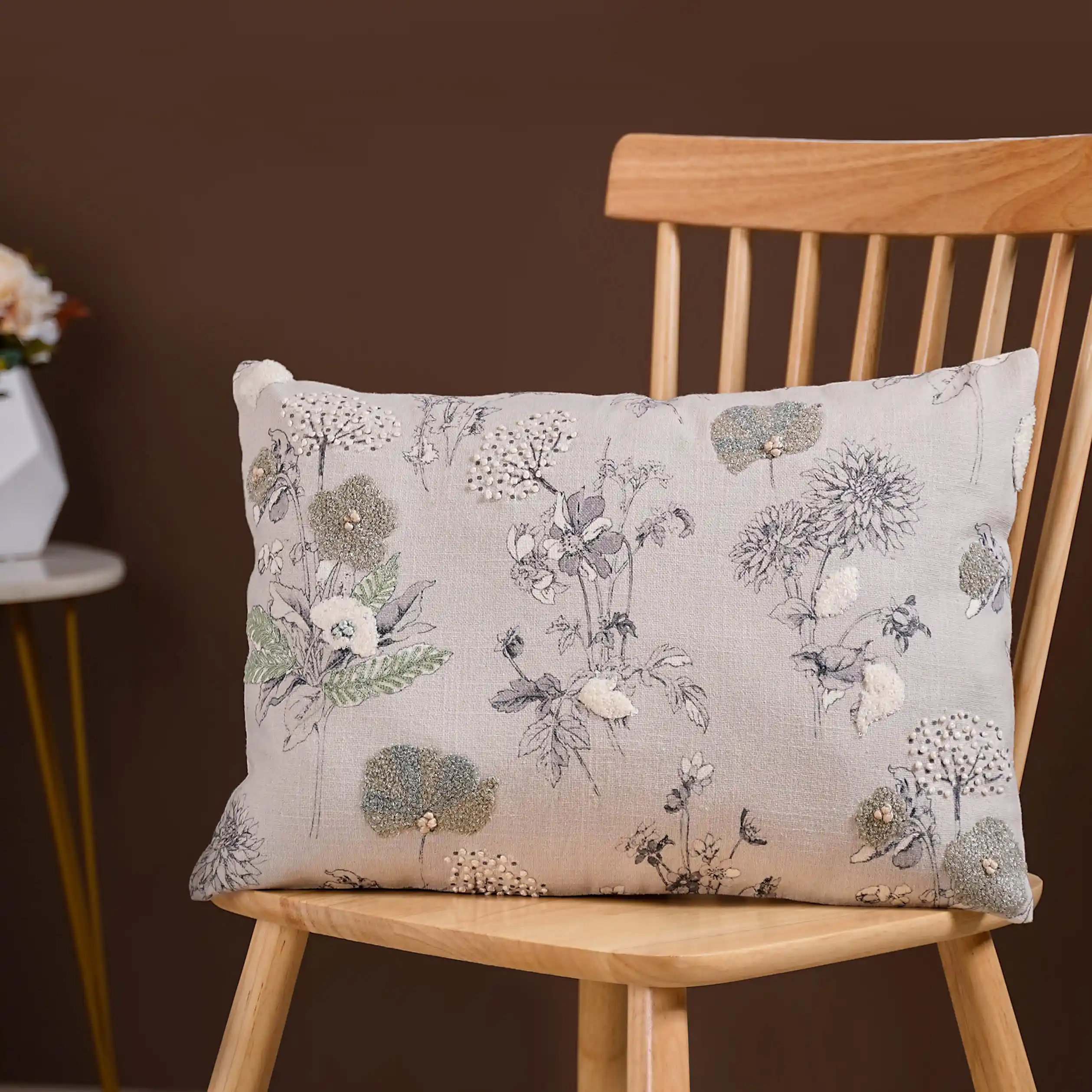 Linen Cotton Rectangular Cushion Cover 20x14 Inch - Image 3