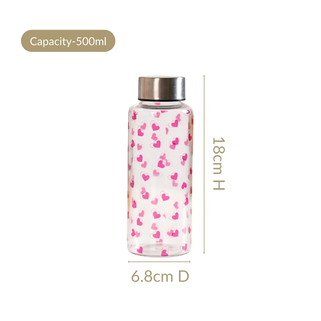 Little Hearts Glass Water Bottle 500ml - Image 4