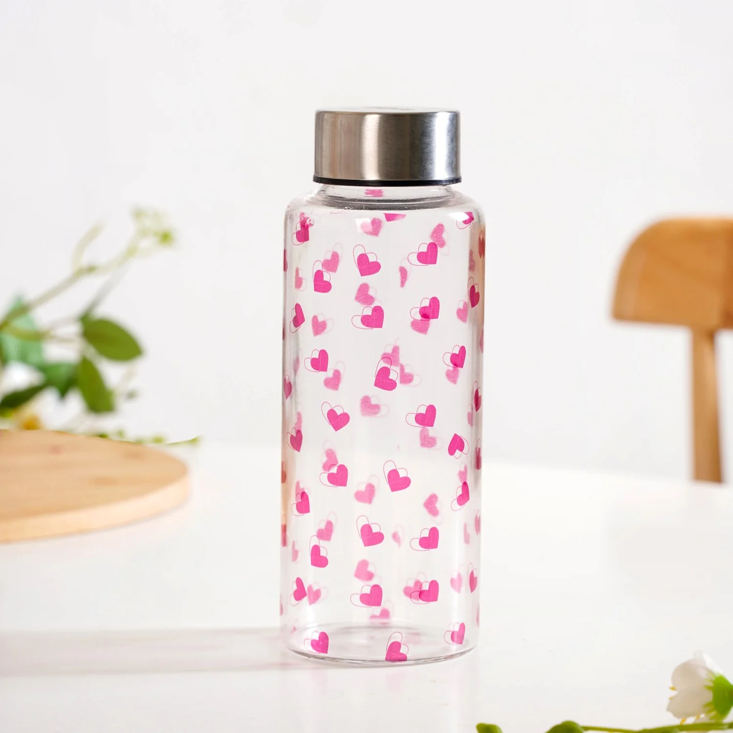 Little Hearts Glass Water Bottle 500ml - Image 6