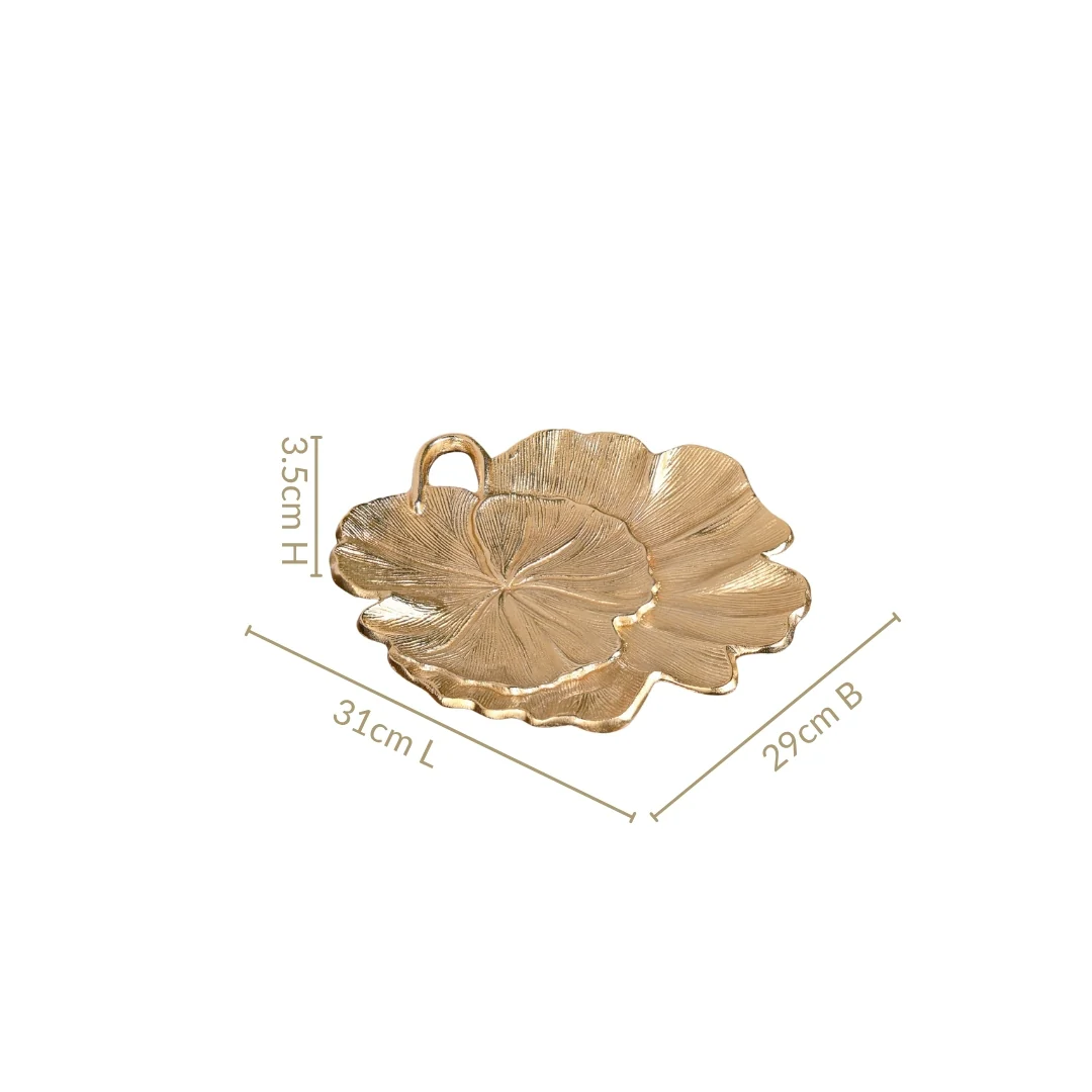 Lotus Leaf Metal Tray In Gold - Image 4