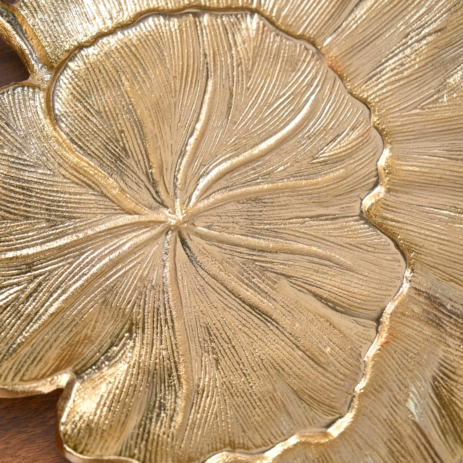 Lotus Leaf Metal Tray In Gold - Image 6