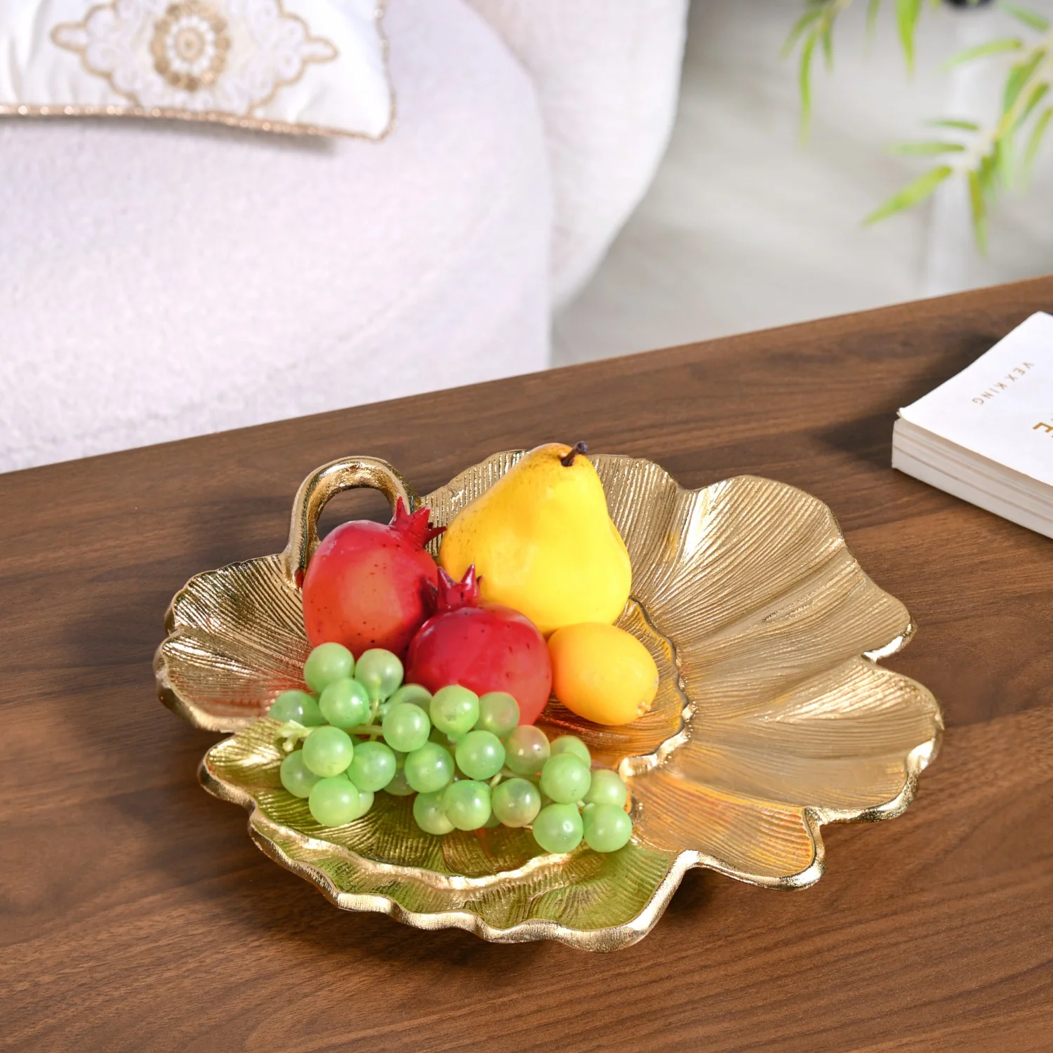 Lotus Leaf Metal Tray In Gold - Image 9