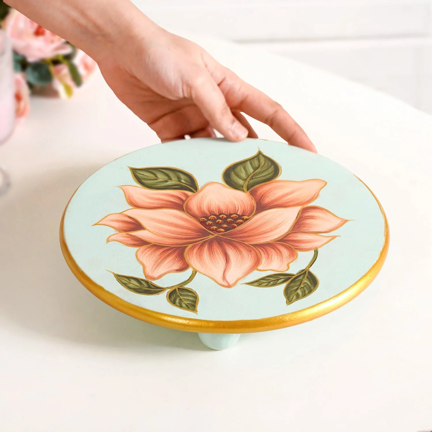 Lotus Royale Round Hand Painted Trivet - Image 2