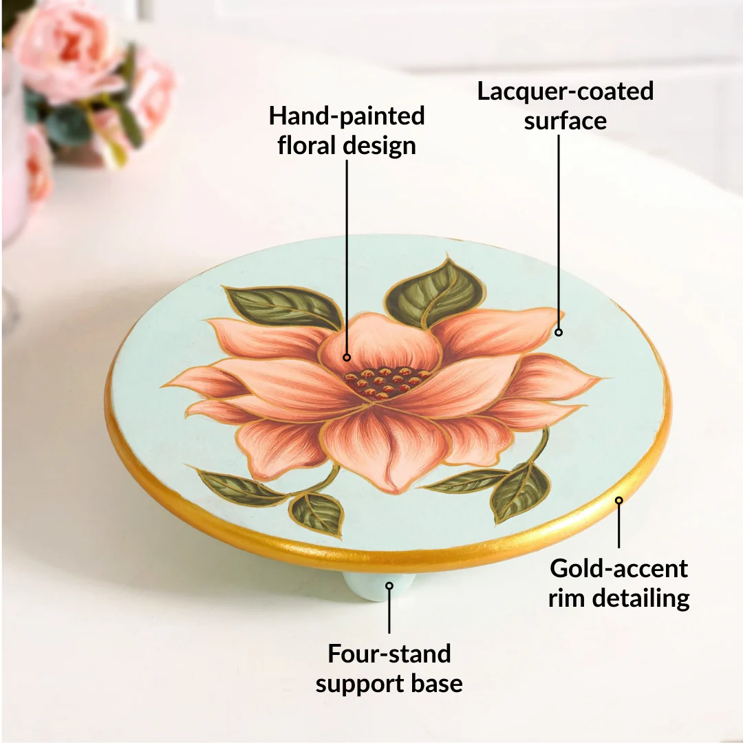Lotus Royale Round Hand Painted Trivet - Image 4